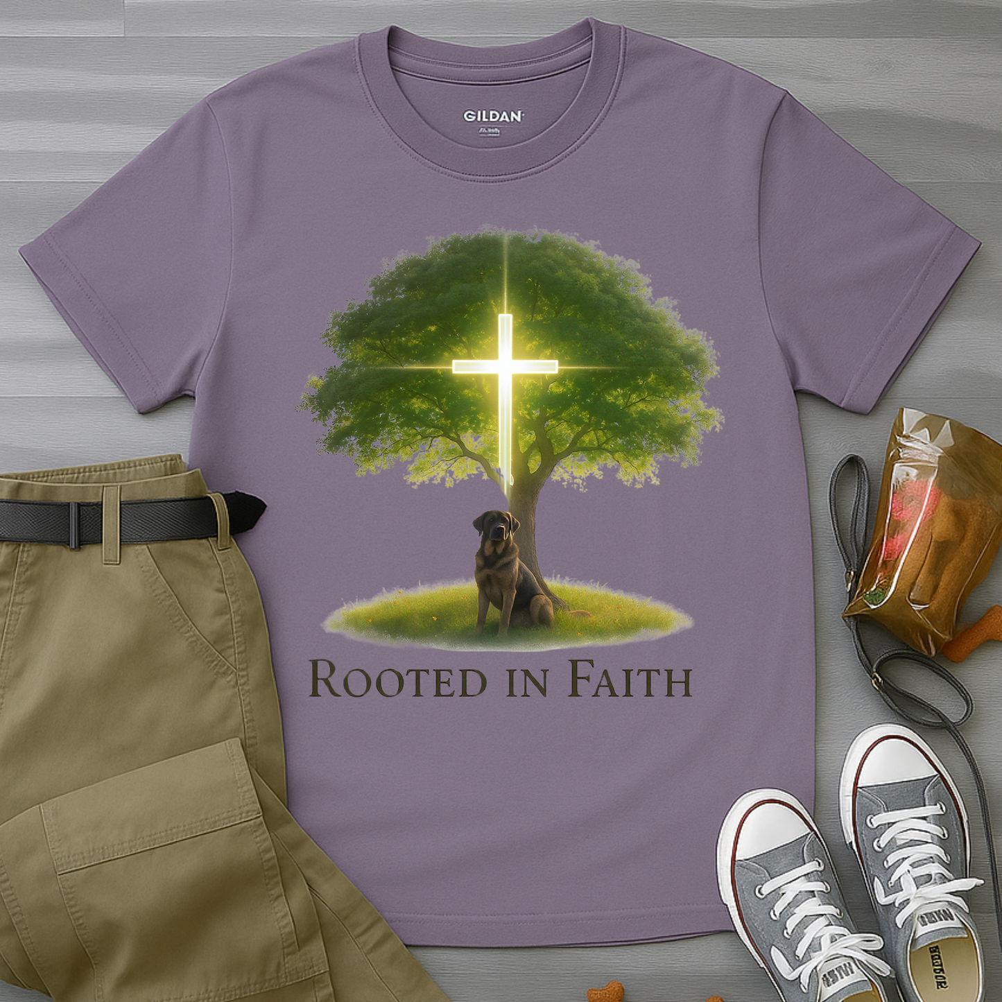 Rooted in Faith Tree Pup T-Shirt