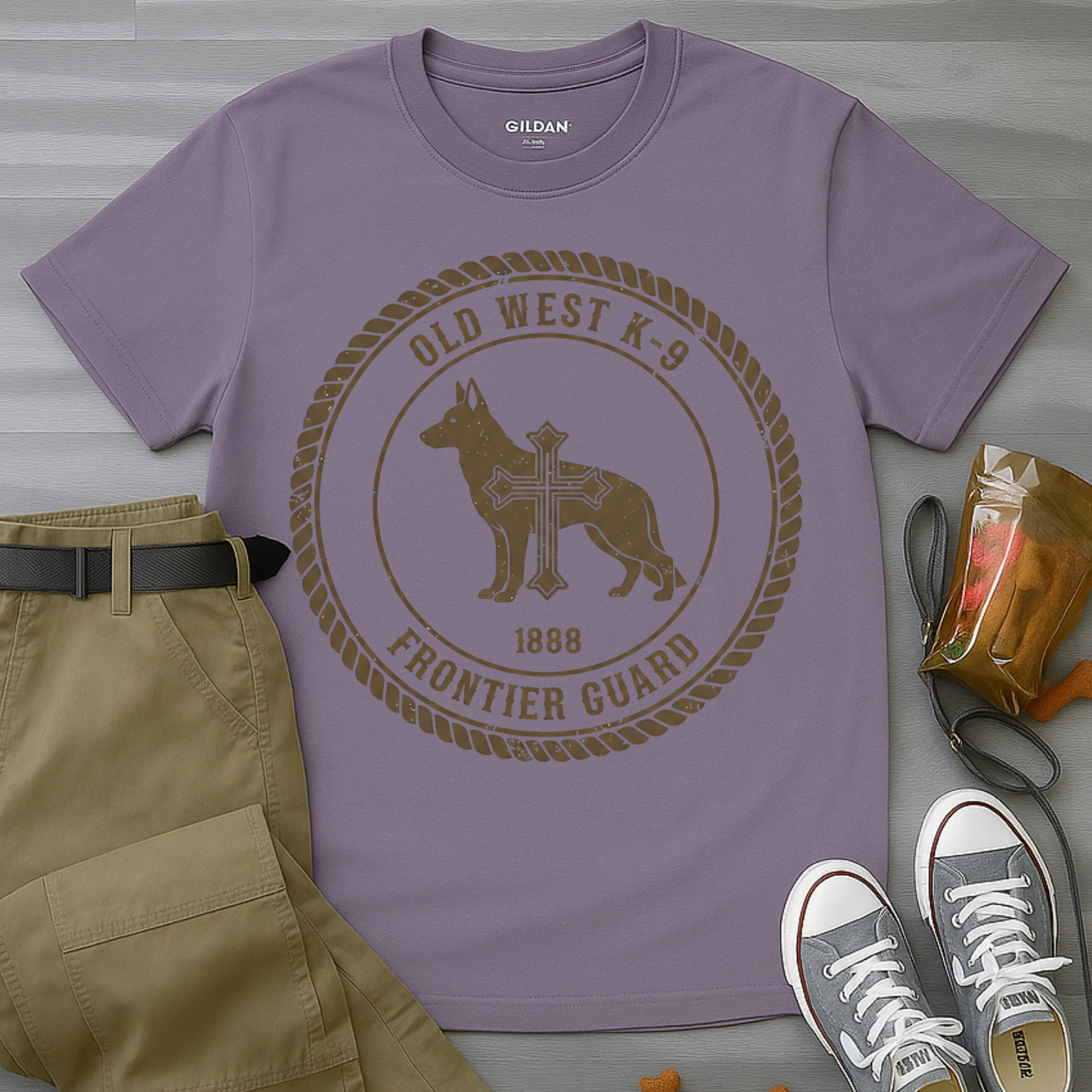 Western German Shepherd Cross – Rustic Vintage Dog T-Shirt