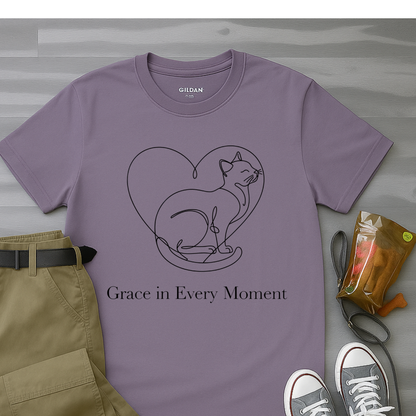 Grace In Every Moment Minimalist Cat T-Shirt