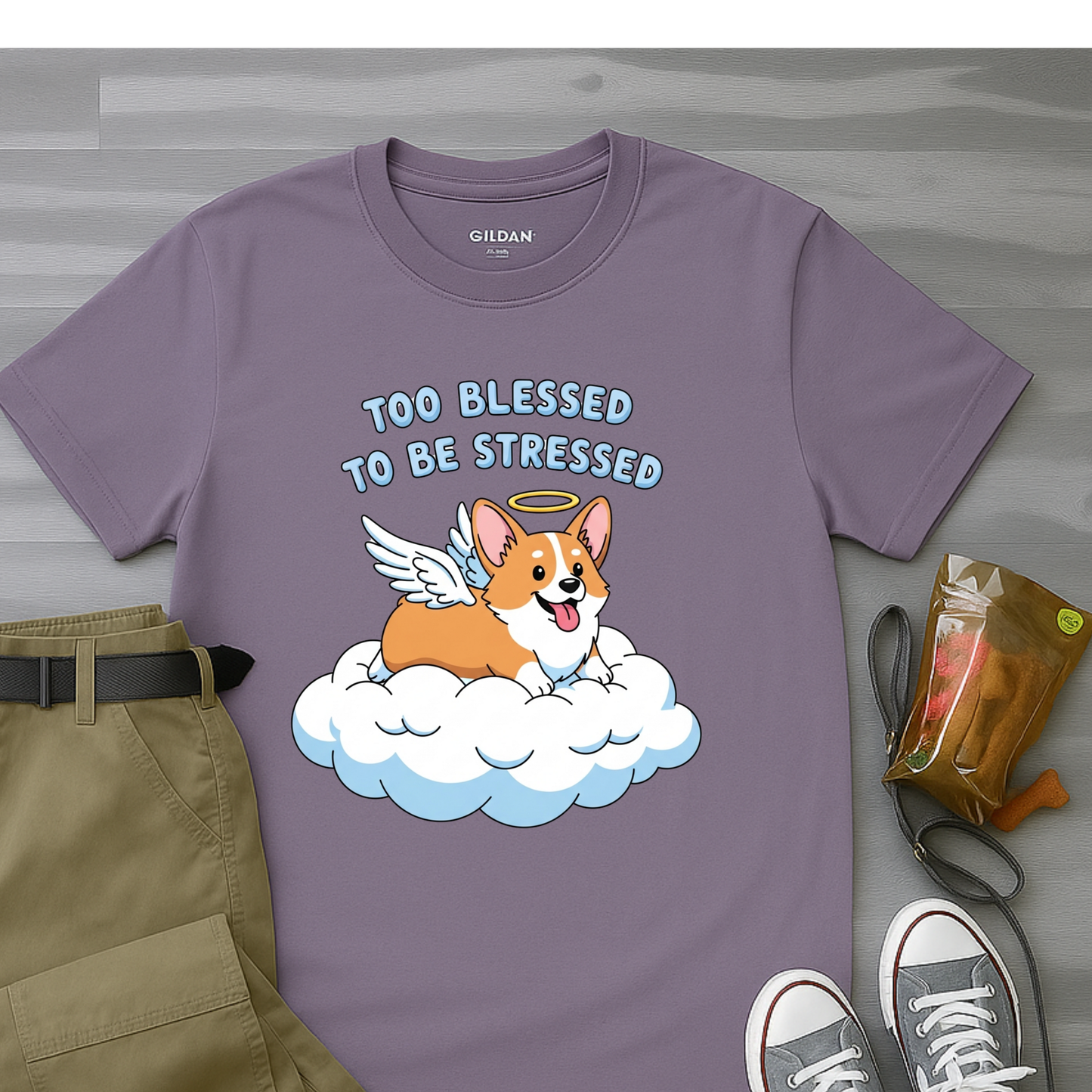 Too Blessed to Be Stressed Corgi T-Shirt