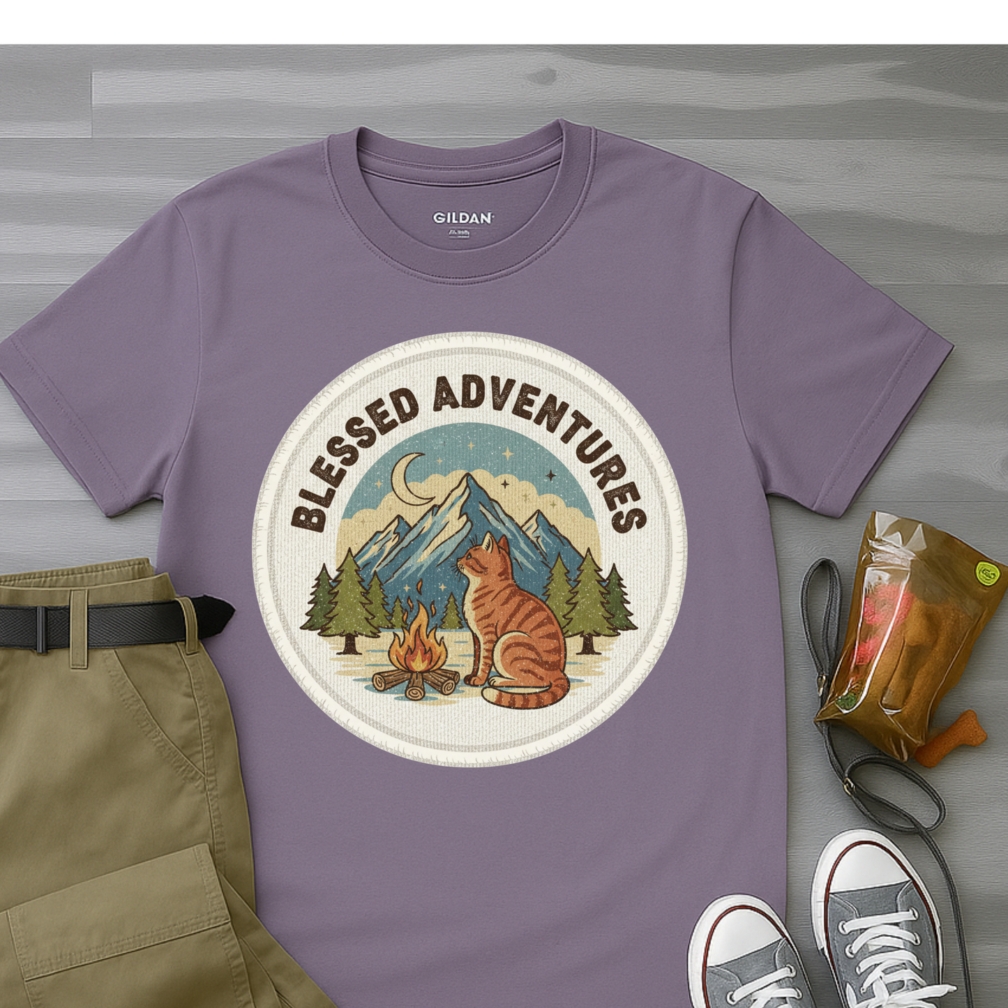 Blessed Adventure Cat Badge Dog T-Shirt