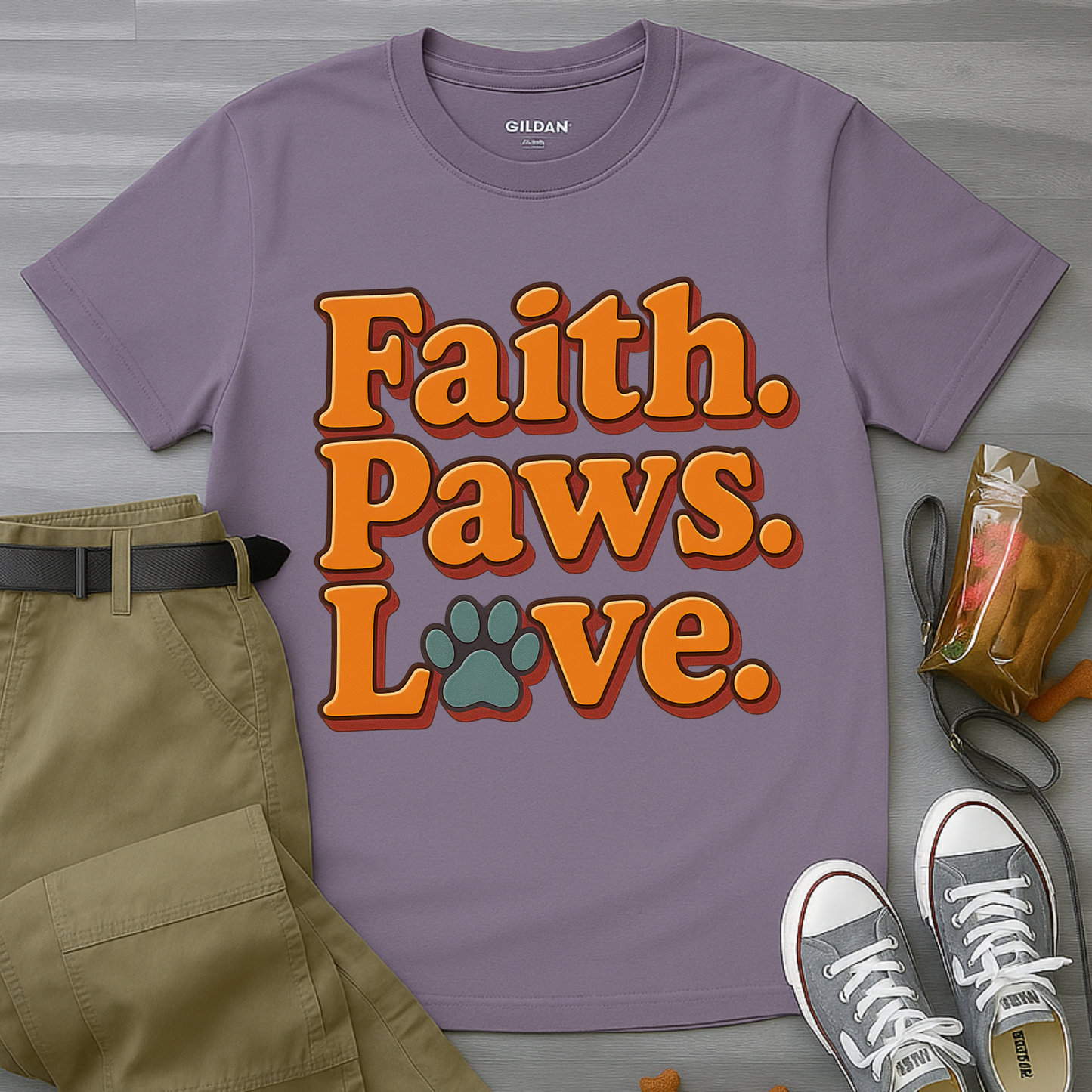 Faith Paws Love Retro T-Shirt