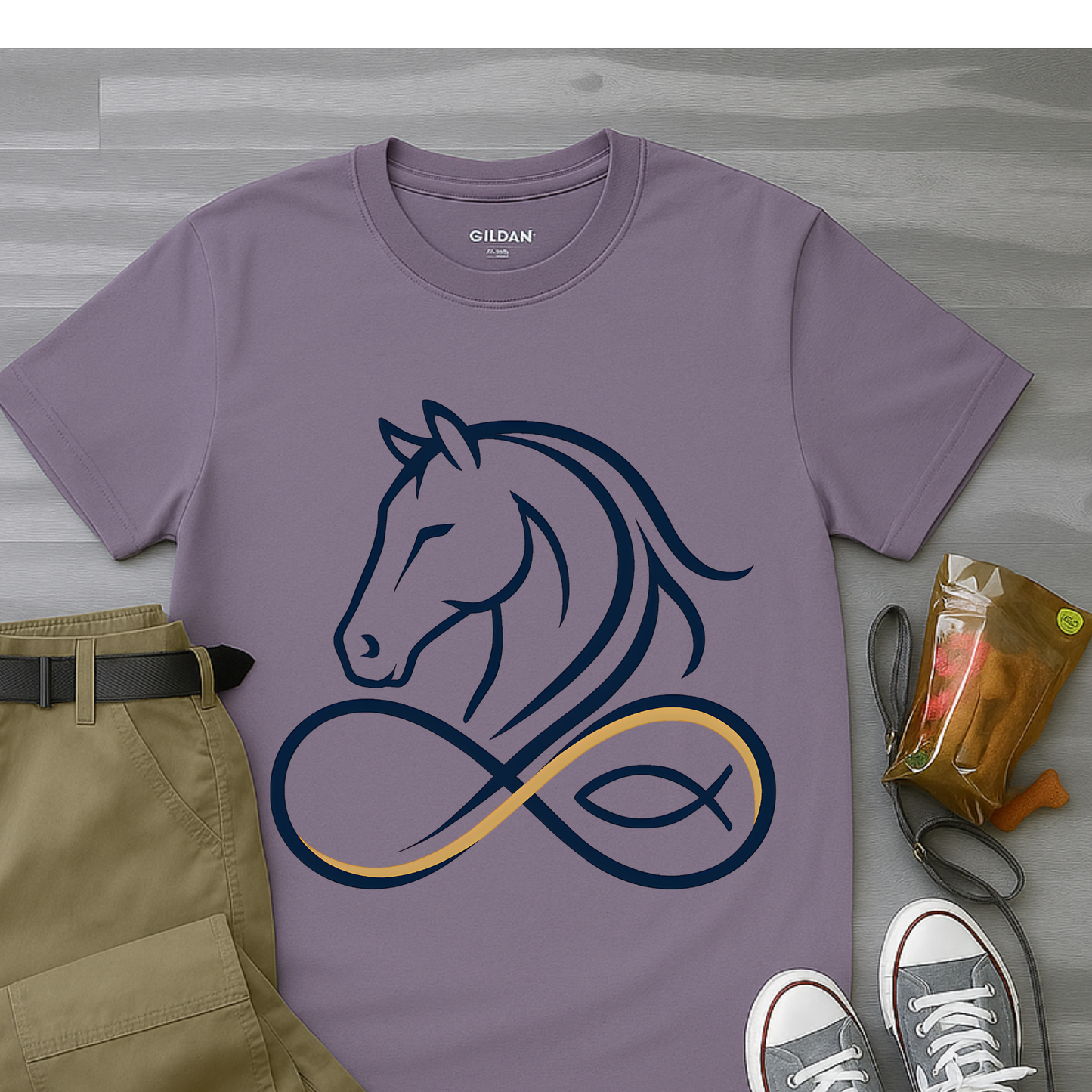 Minimal line horse head T-Shirt