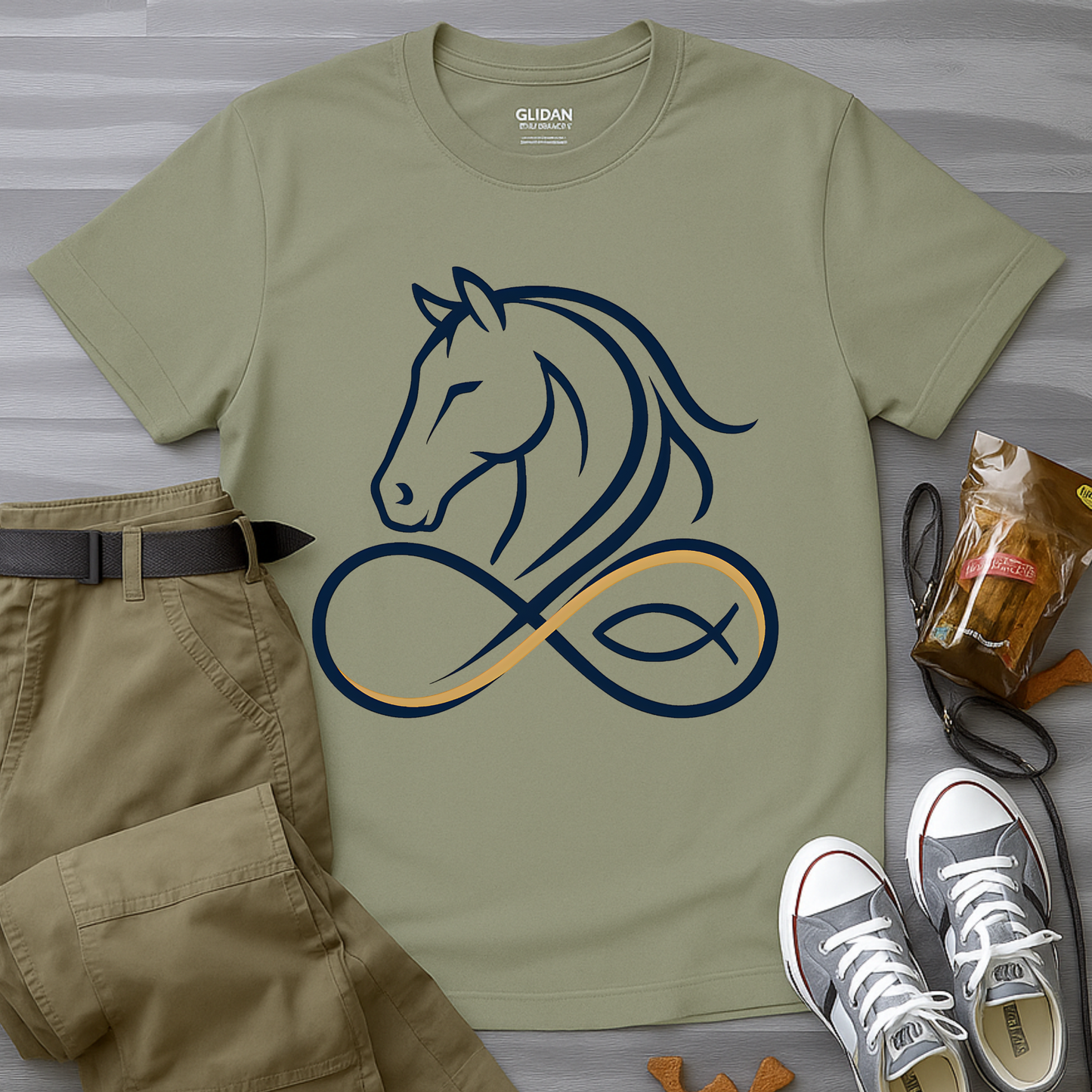Minimal line horse head T-Shirt