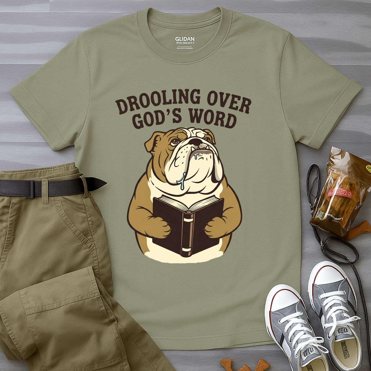 Drooling Over God’s Word Bulldog  T-Shirt
