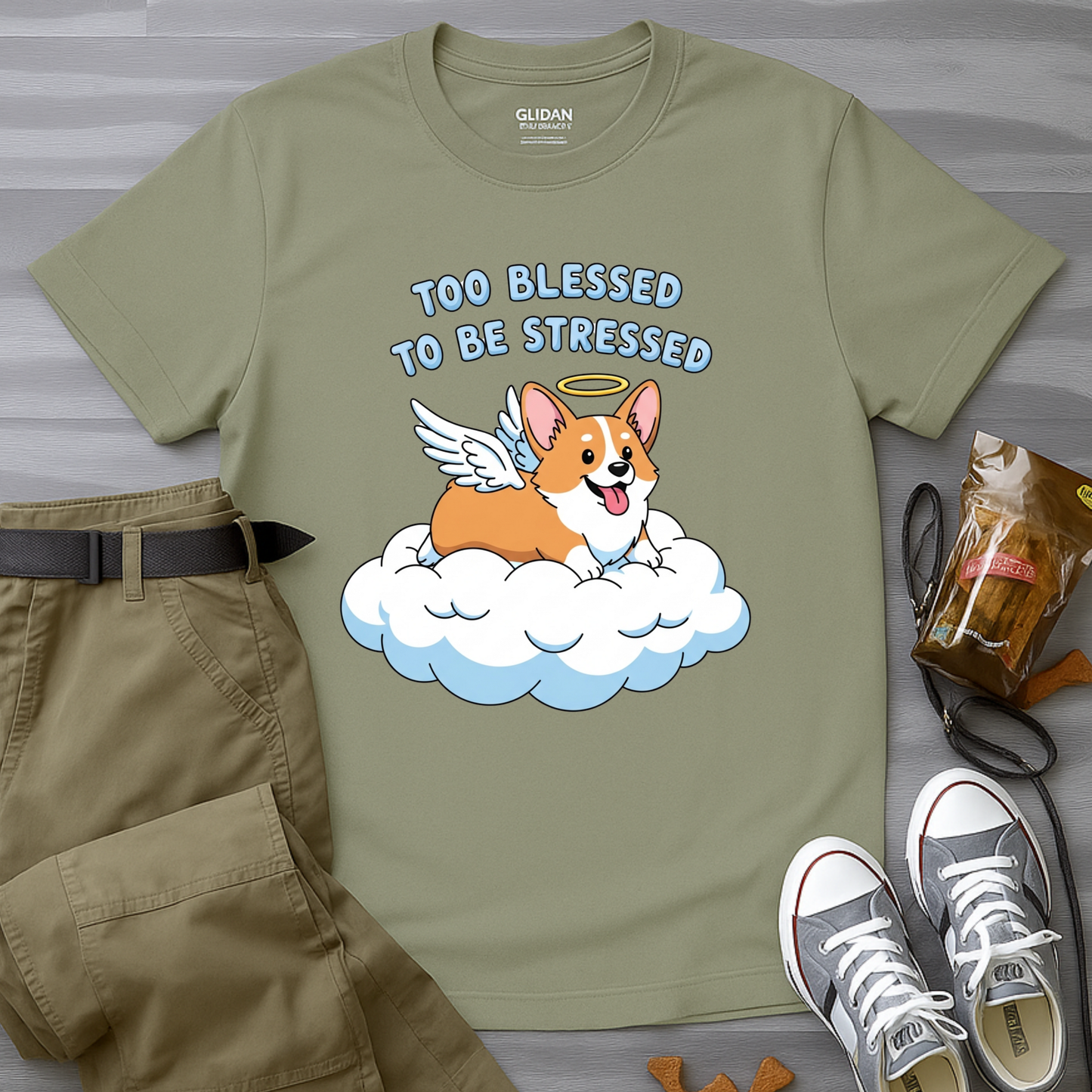 Too Blessed to Be Stressed Corgi T-Shirt