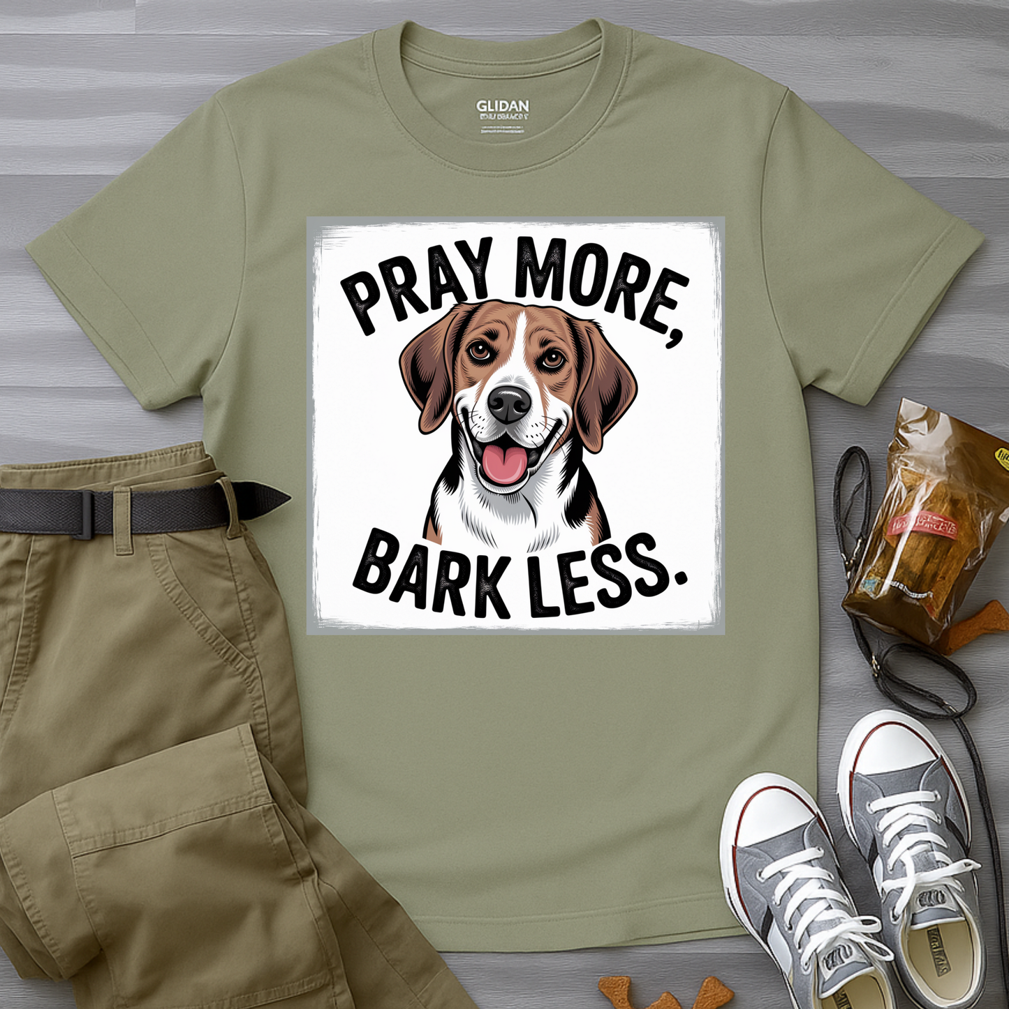 Beagle Pray More Bark Less – Hand-Drawn Vintage T-Shirt