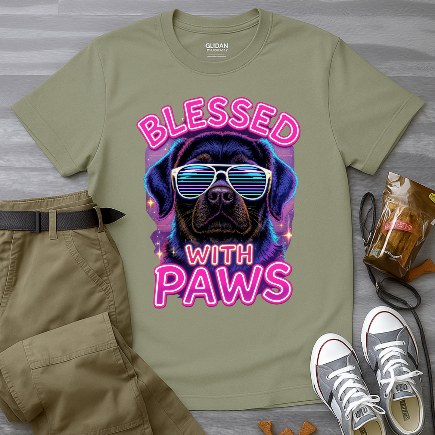 Blessed With Paws Neon T-Shirt