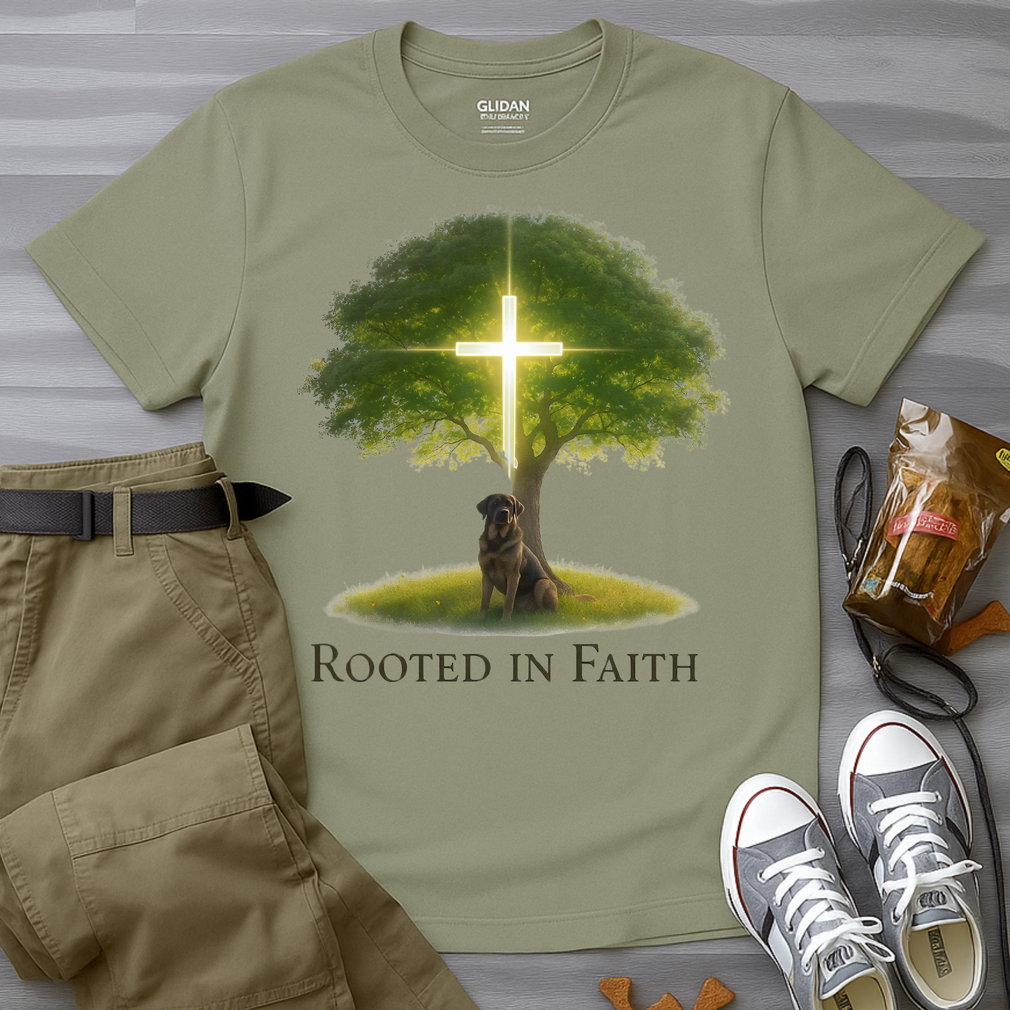 Rooted in Faith Tree Pup T-Shirt