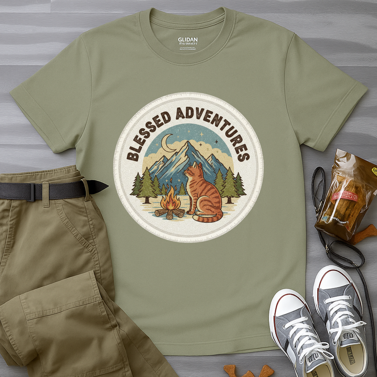 Blessed Adventure Cat Badge Dog T-Shirt