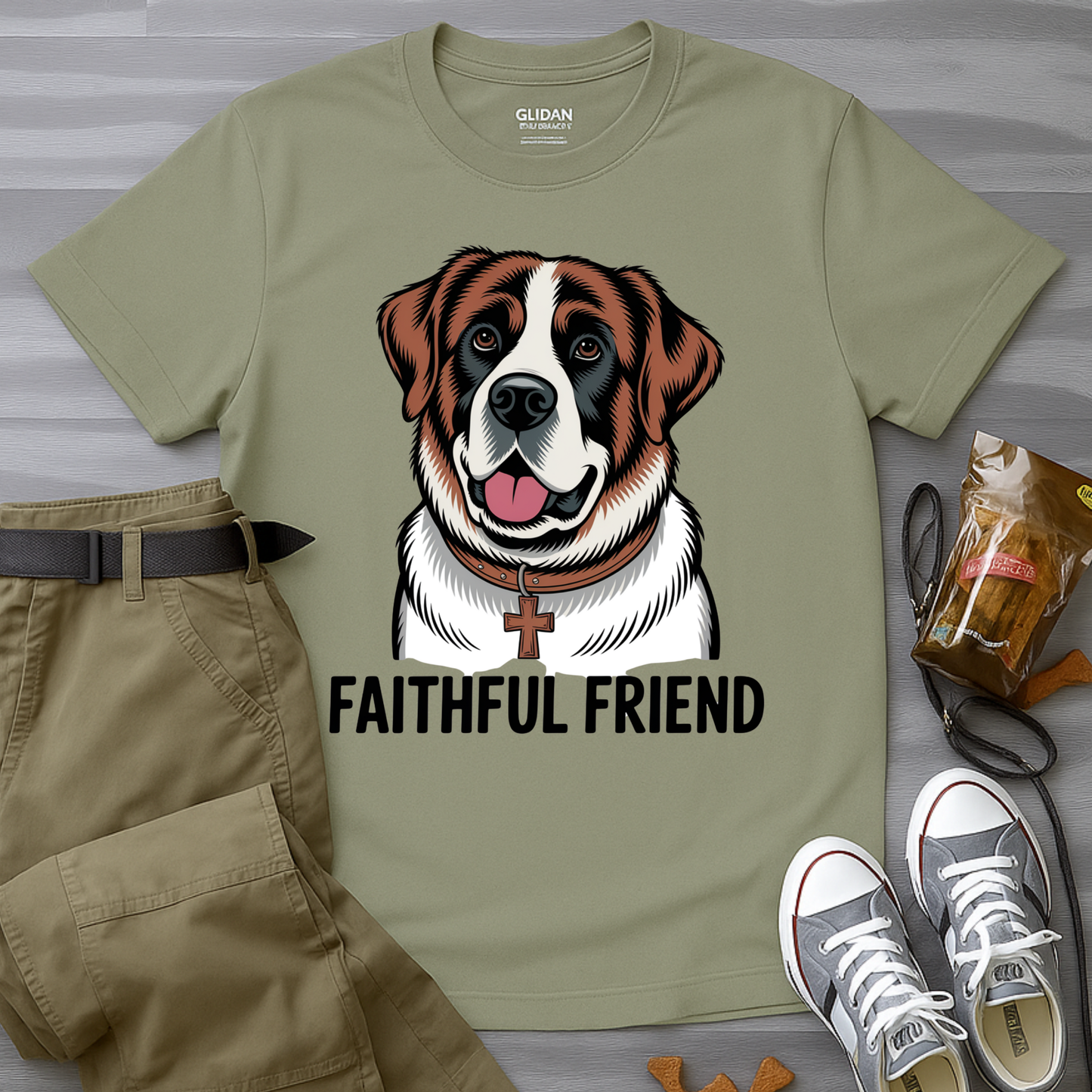 Saint Bernard Rescue Faith – 1950s Retro Dog T-Shirt