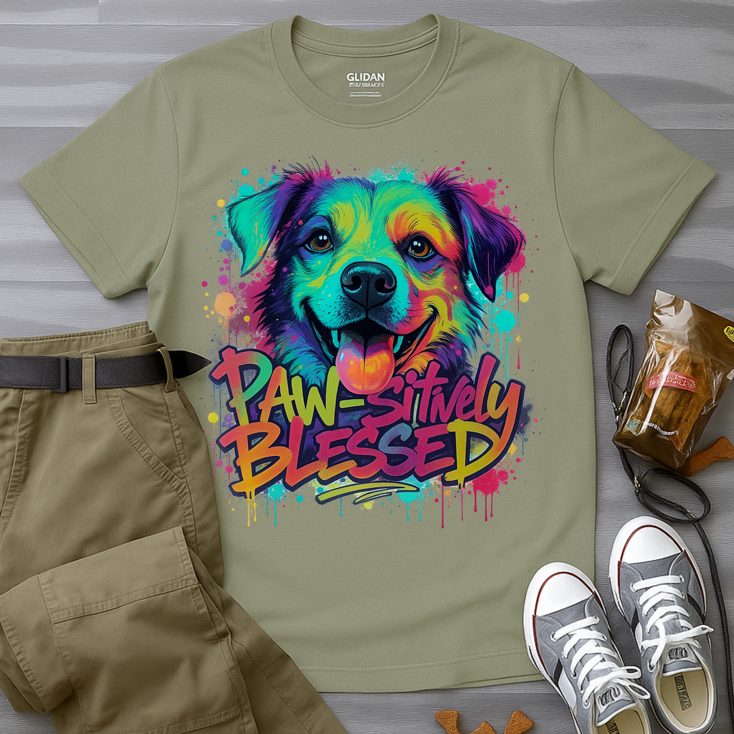 Paw-sitively Blessed Paint Dog T-Shirt