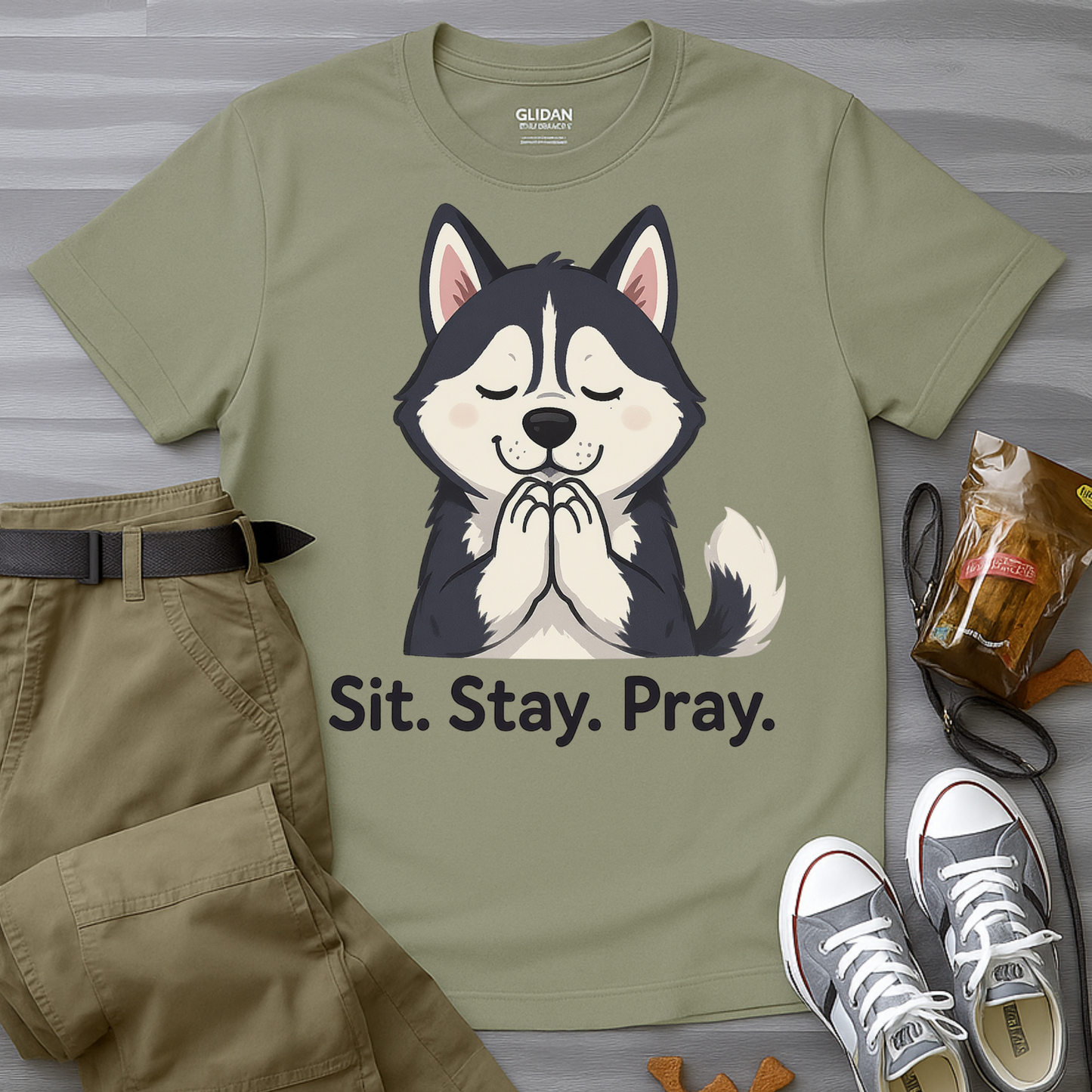 Sit Stay Pray Husky T-Shirt