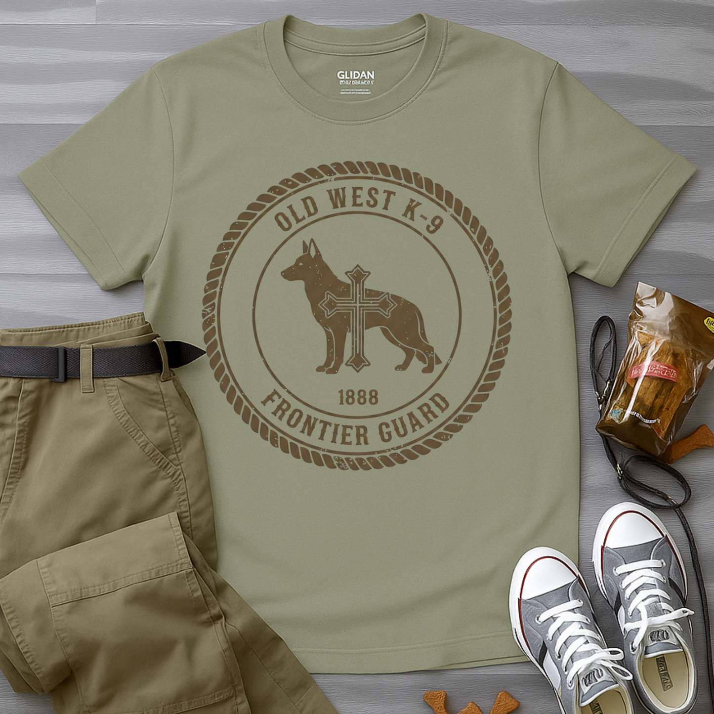 Western German Shepherd Cross – Rustic Vintage Dog T-Shirt