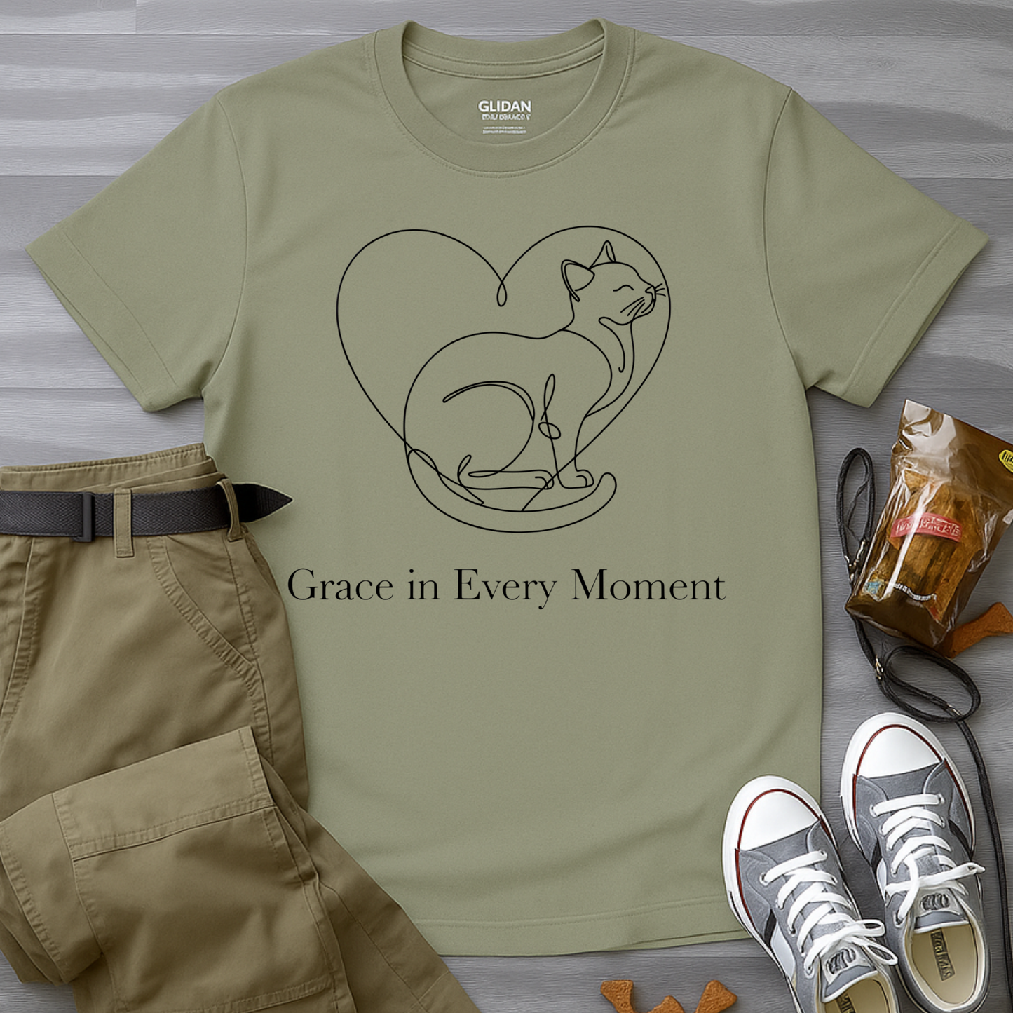 Grace In Every Moment Minimalist Cat T-Shirt