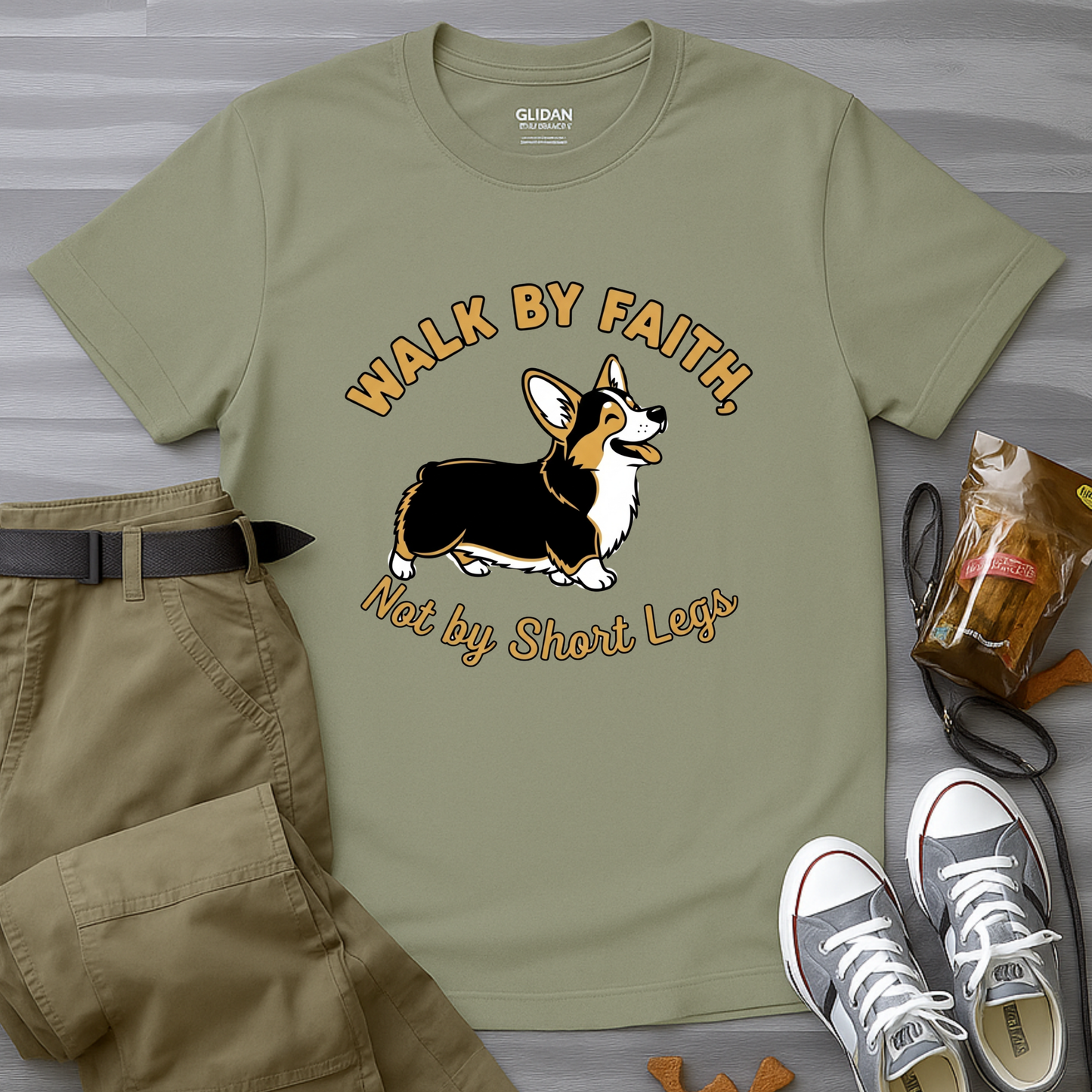 Walk By Faith Not By Short Legs Corgi T-Shirt