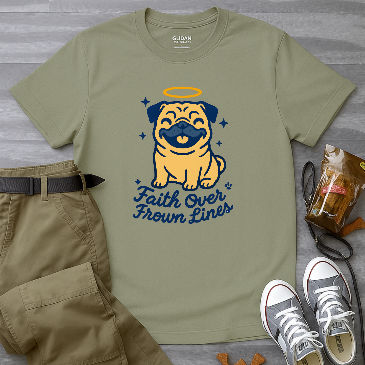 Faith Over Frown Lines Pug T-Shirt