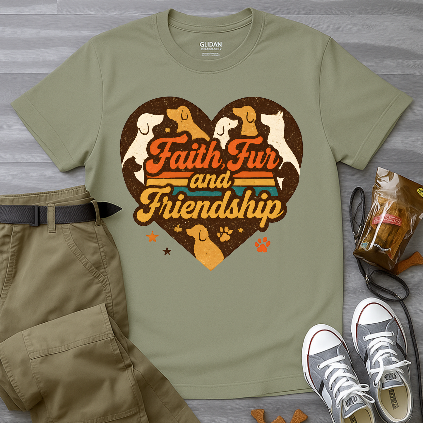 Faith Fur and Friendship Retro T-Shirt