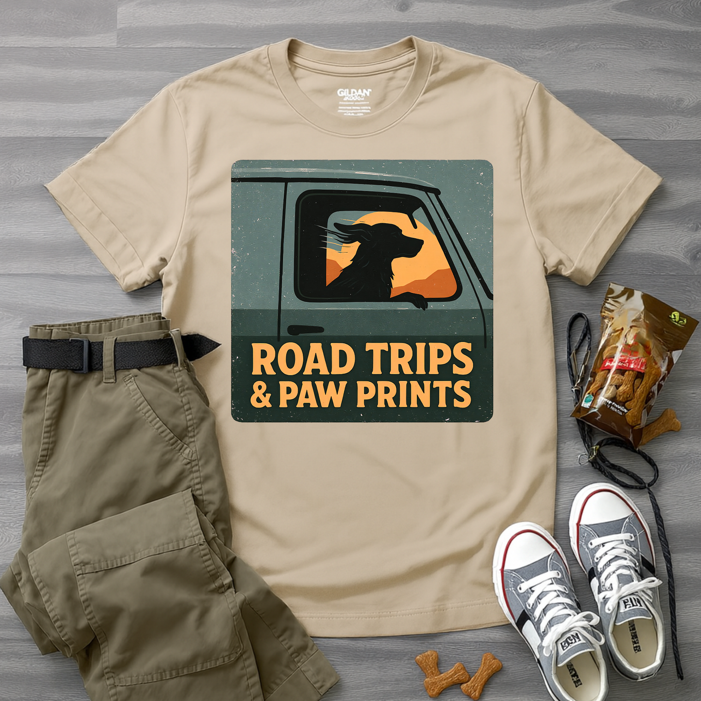 Road Trips And Paw Prints T-Shirt