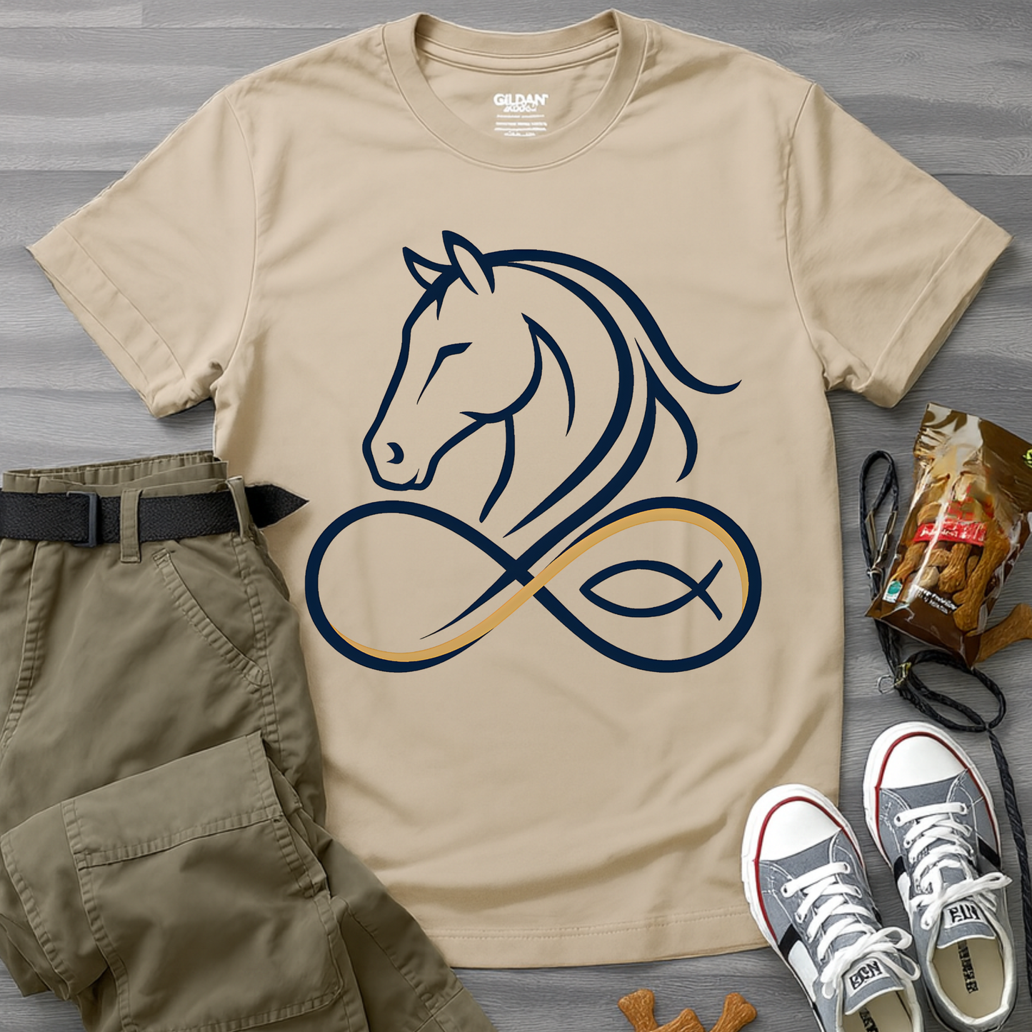Minimal line horse head T-Shirt