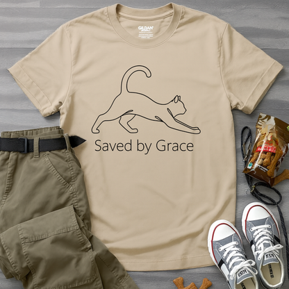 Saved By Grace Minimalist Cat T-Shirt