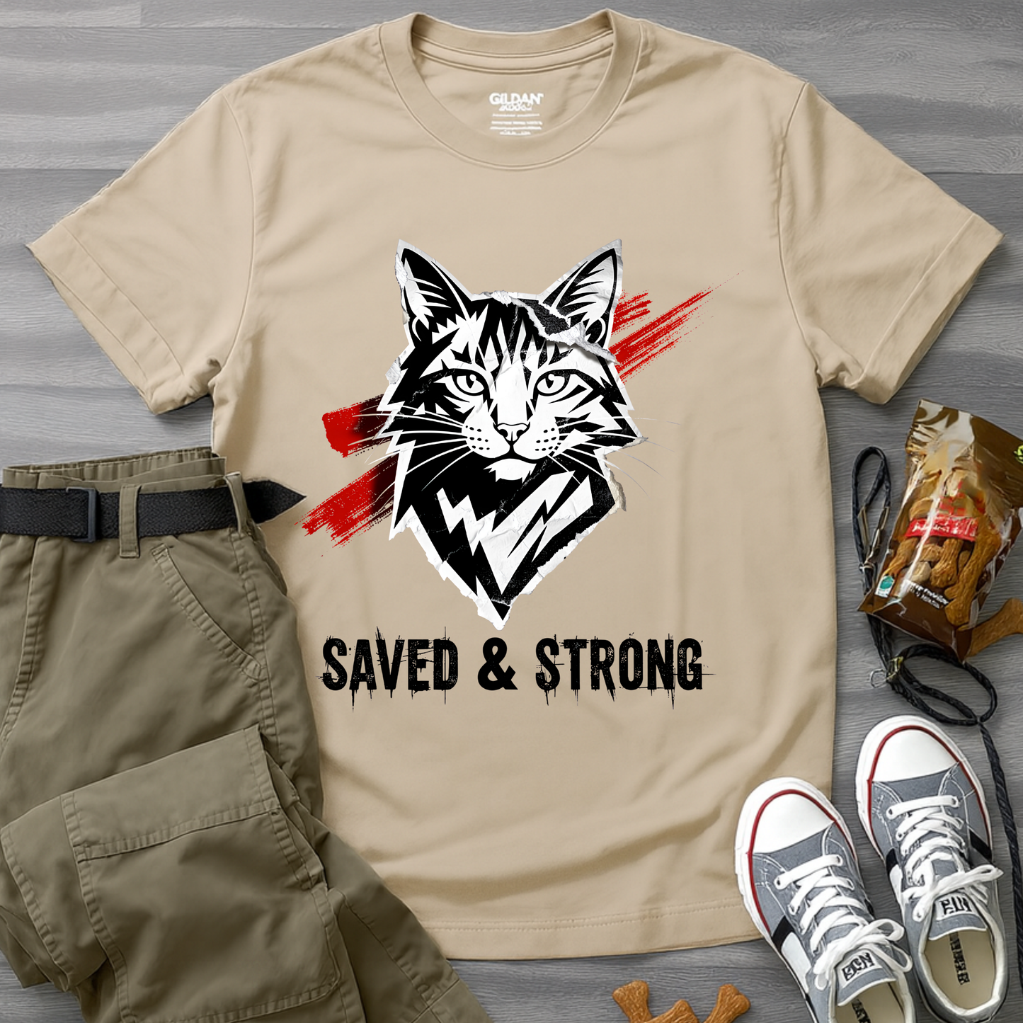 Punk Cat Saved And StrongT-Shirt