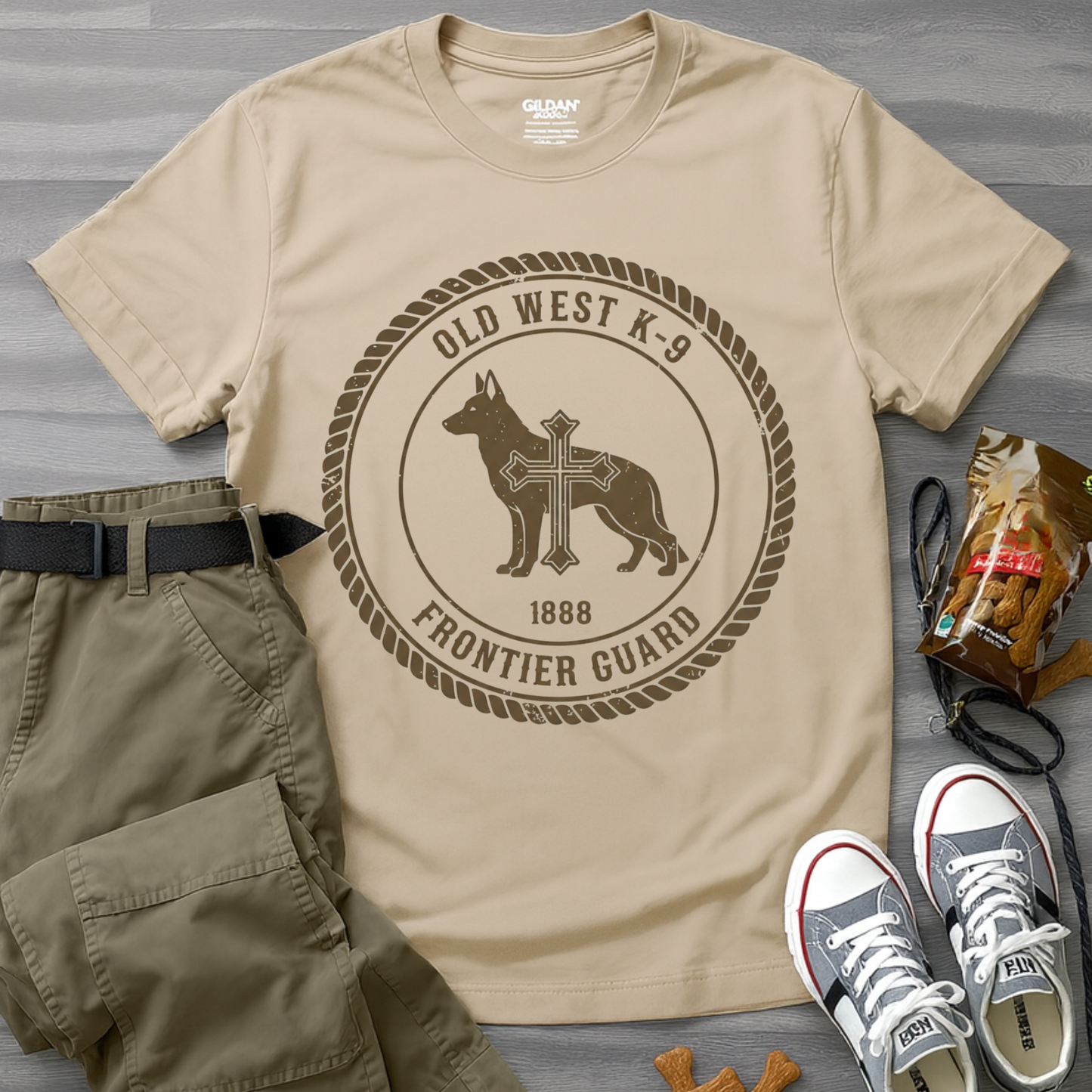 Western German Shepherd Cross – Rustic Vintage Dog T-Shirt