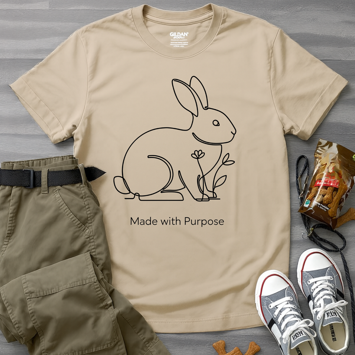 Made With Purpose Minimalist Rabbit T-Shirt