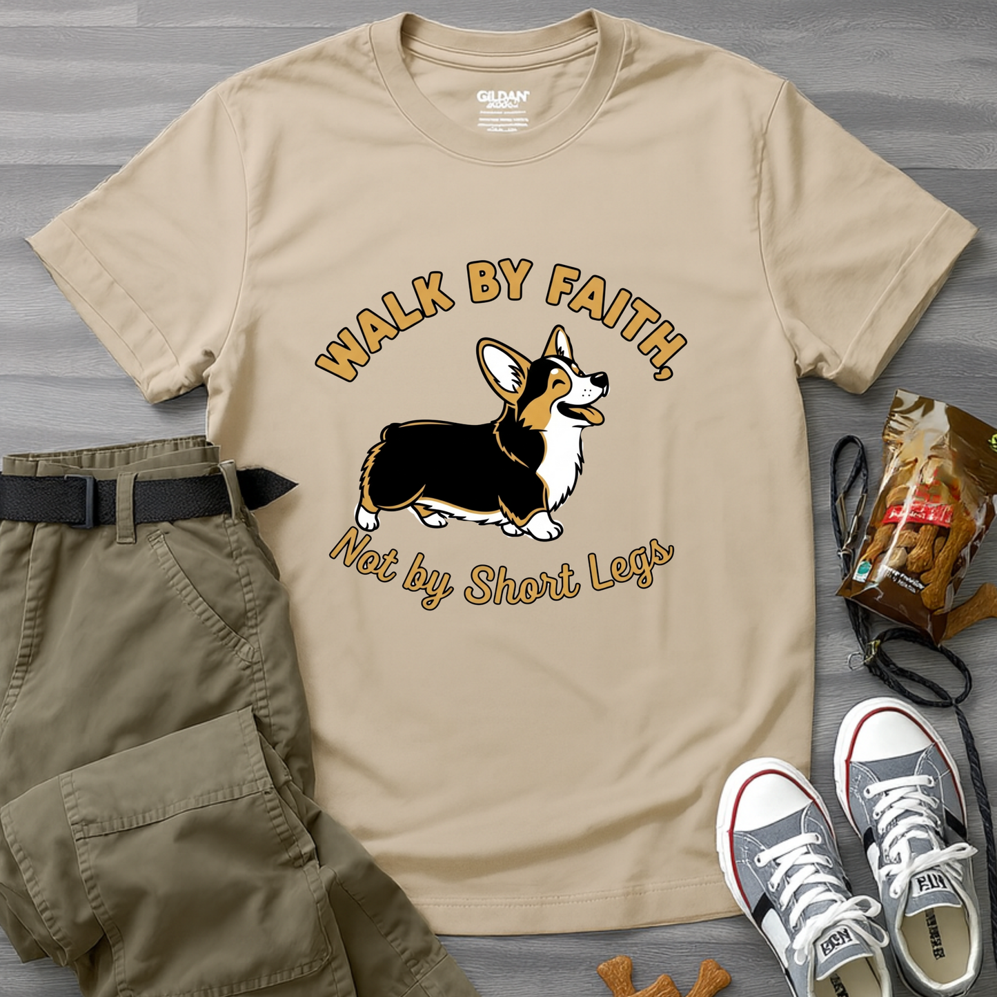 Walk By Faith Not By Short Legs Corgi T-Shirt