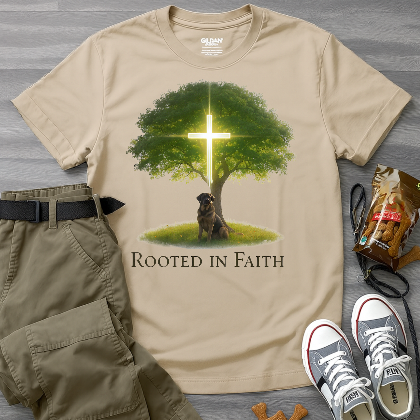 Rooted in Faith Tree Pup T-Shirt