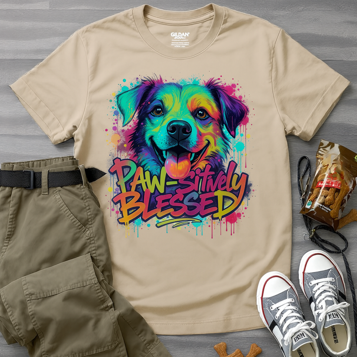 Paw-sitively Blessed Paint Dog T-Shirt