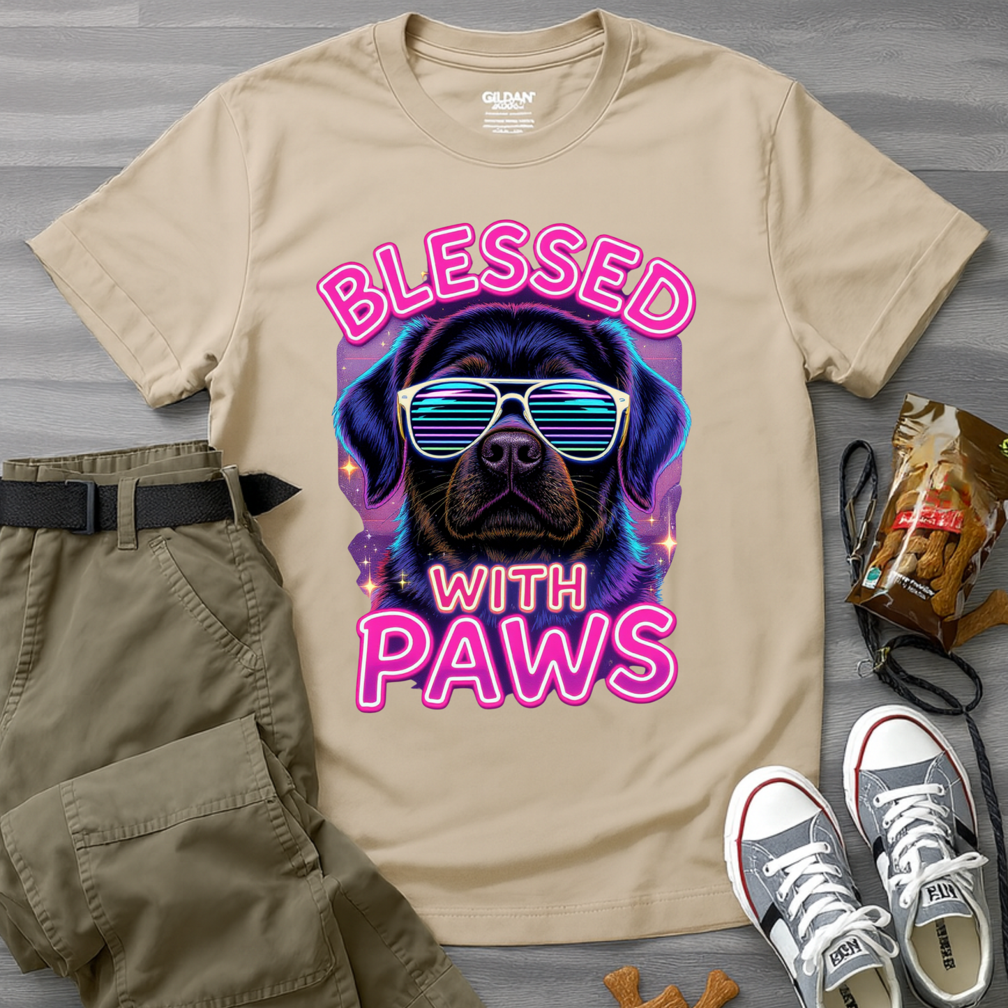 Blessed With Paws Neon T-Shirt