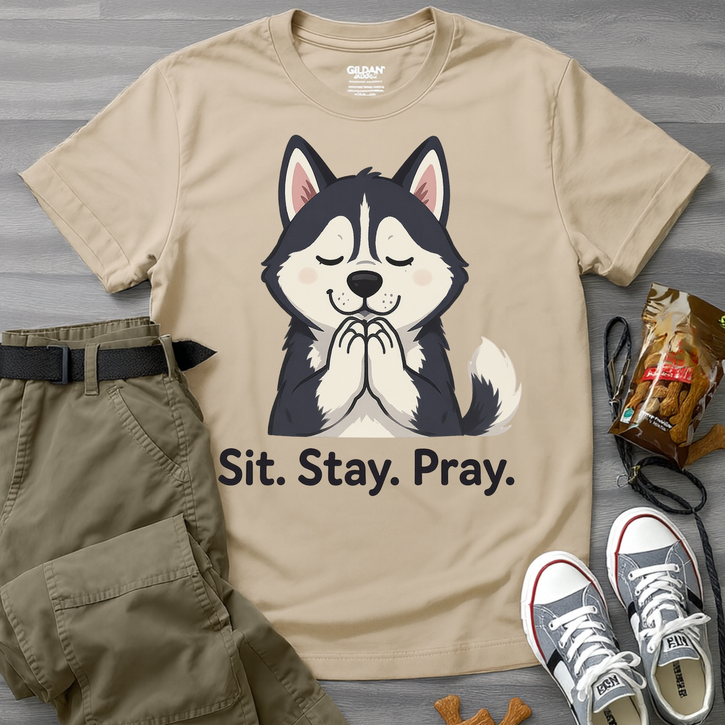 Sit Stay Pray Husky T-Shirt