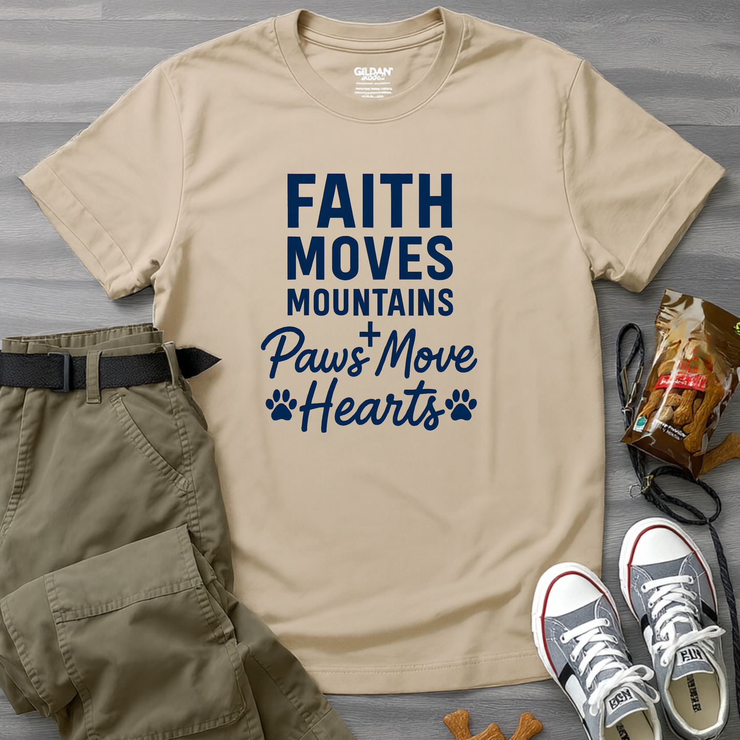 Faith Moves Mountains And Paws Moves Hearts T-Shirt
