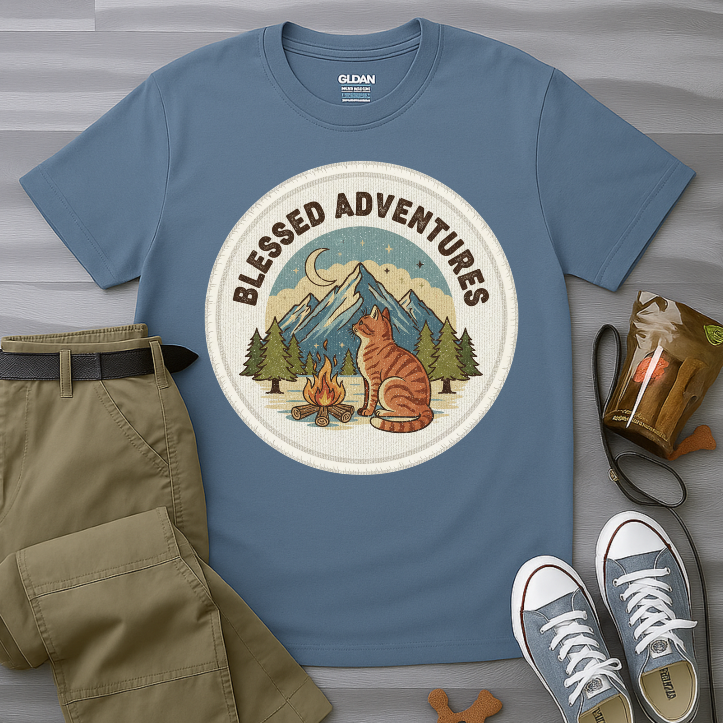 Blessed Adventure Cat Badge Dog T-Shirt