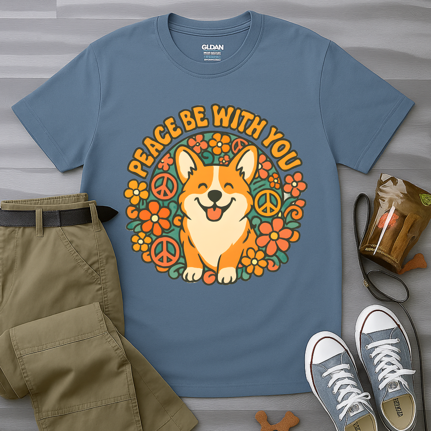 Peace Be With You Corgi T-Shirt