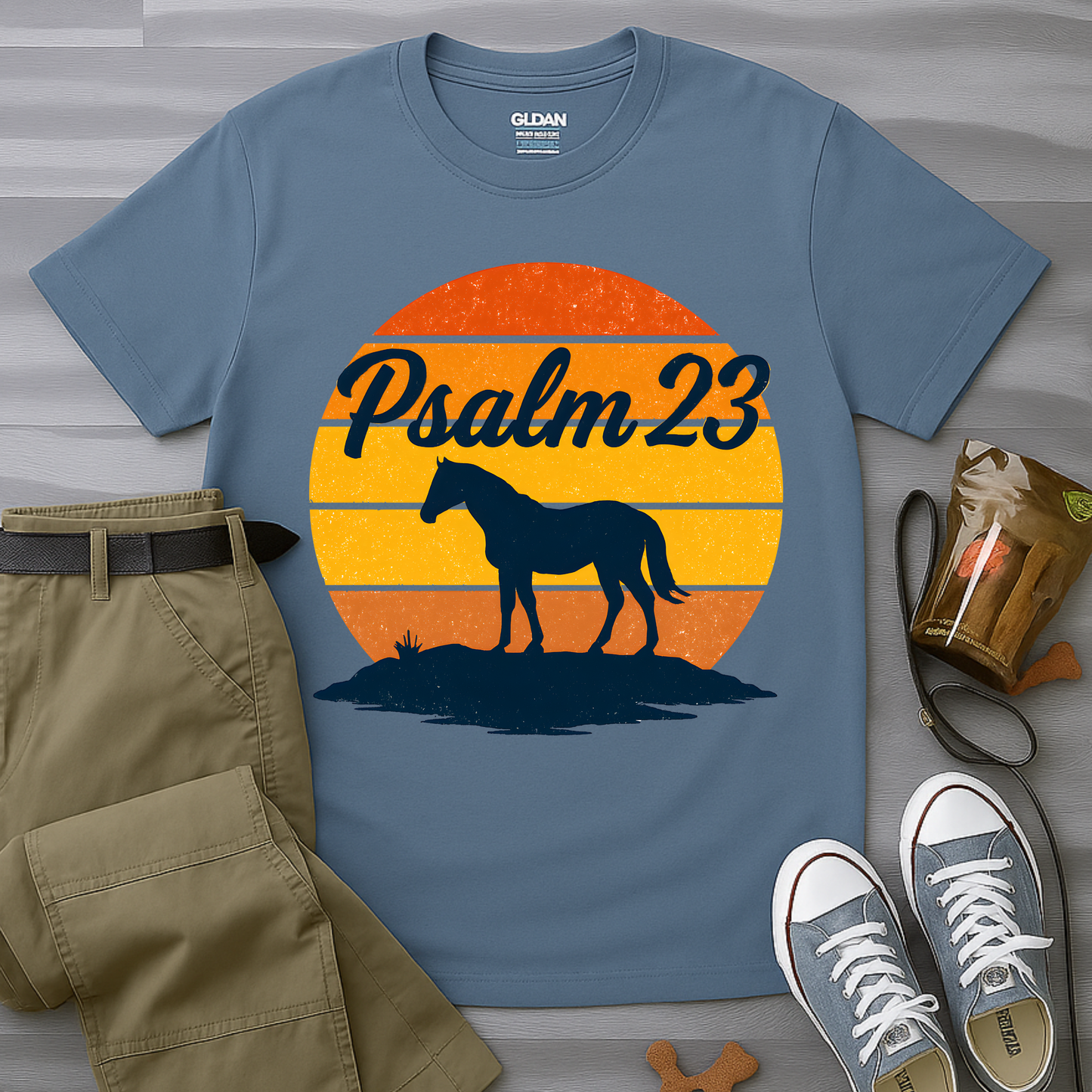 Retro western-inspired horse Psalm 23 T-Shirt