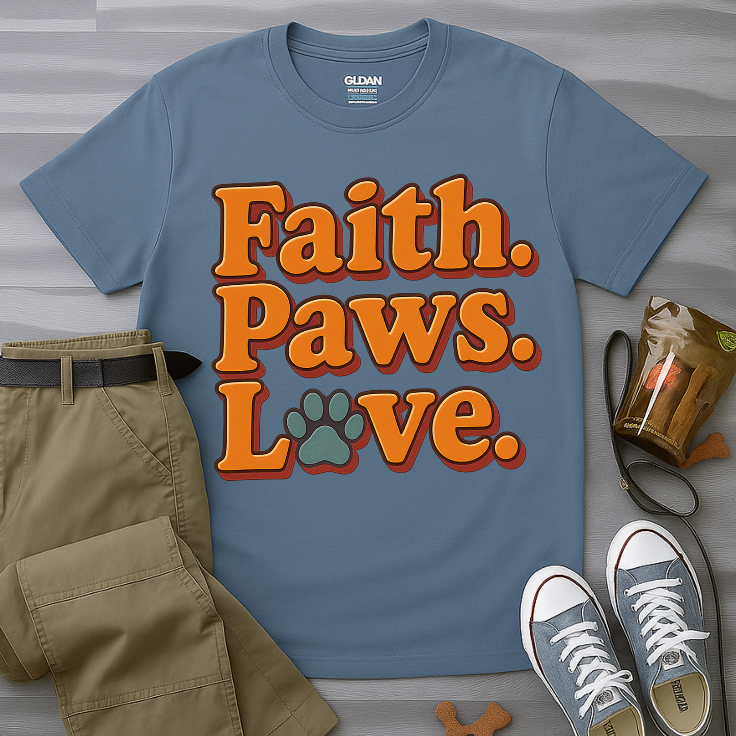 Faith Paws Love Retro T-Shirt
