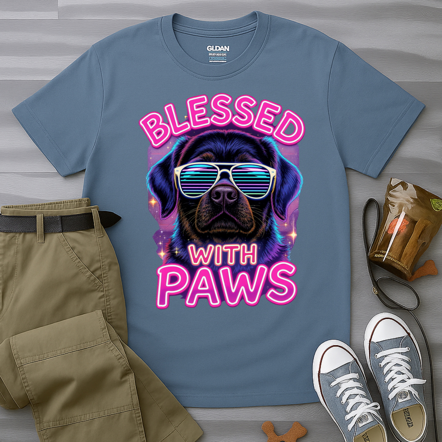 Blessed With Paws Neon T-Shirt