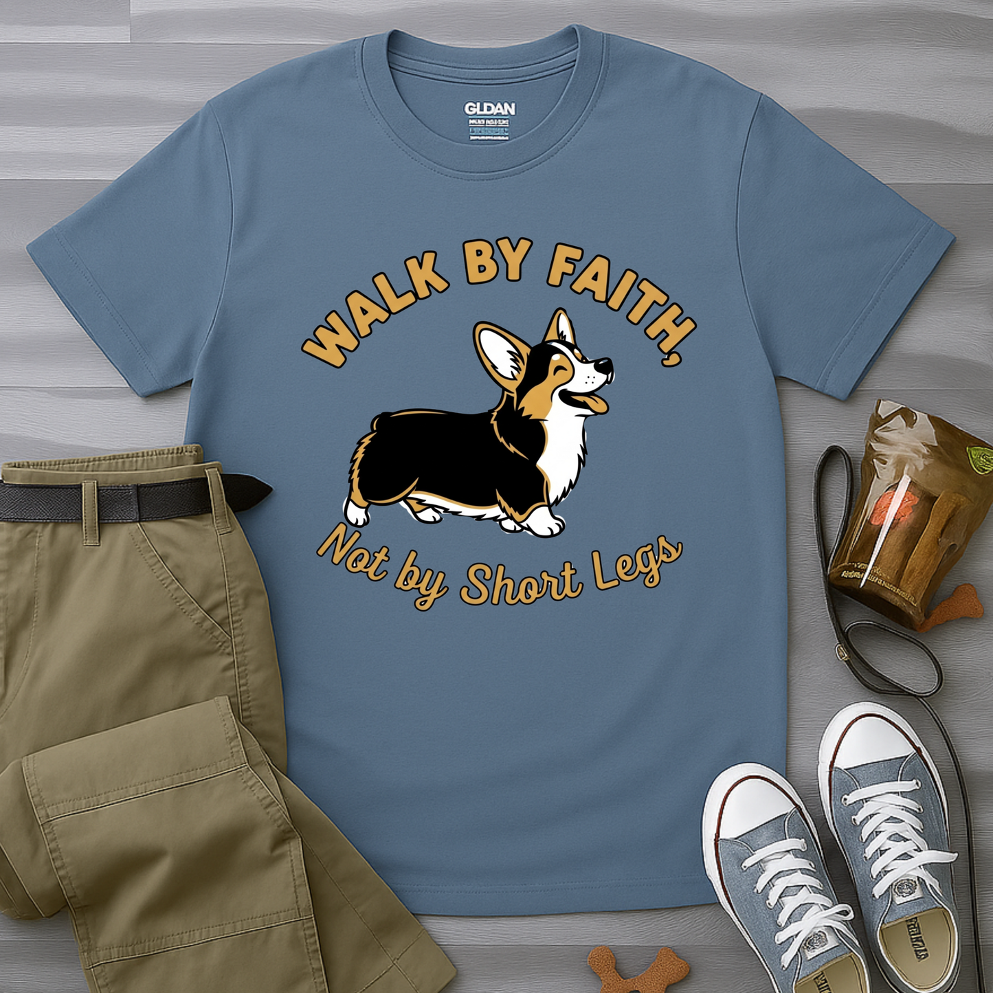 Walk By Faith Not By Short Legs Corgi T-Shirt