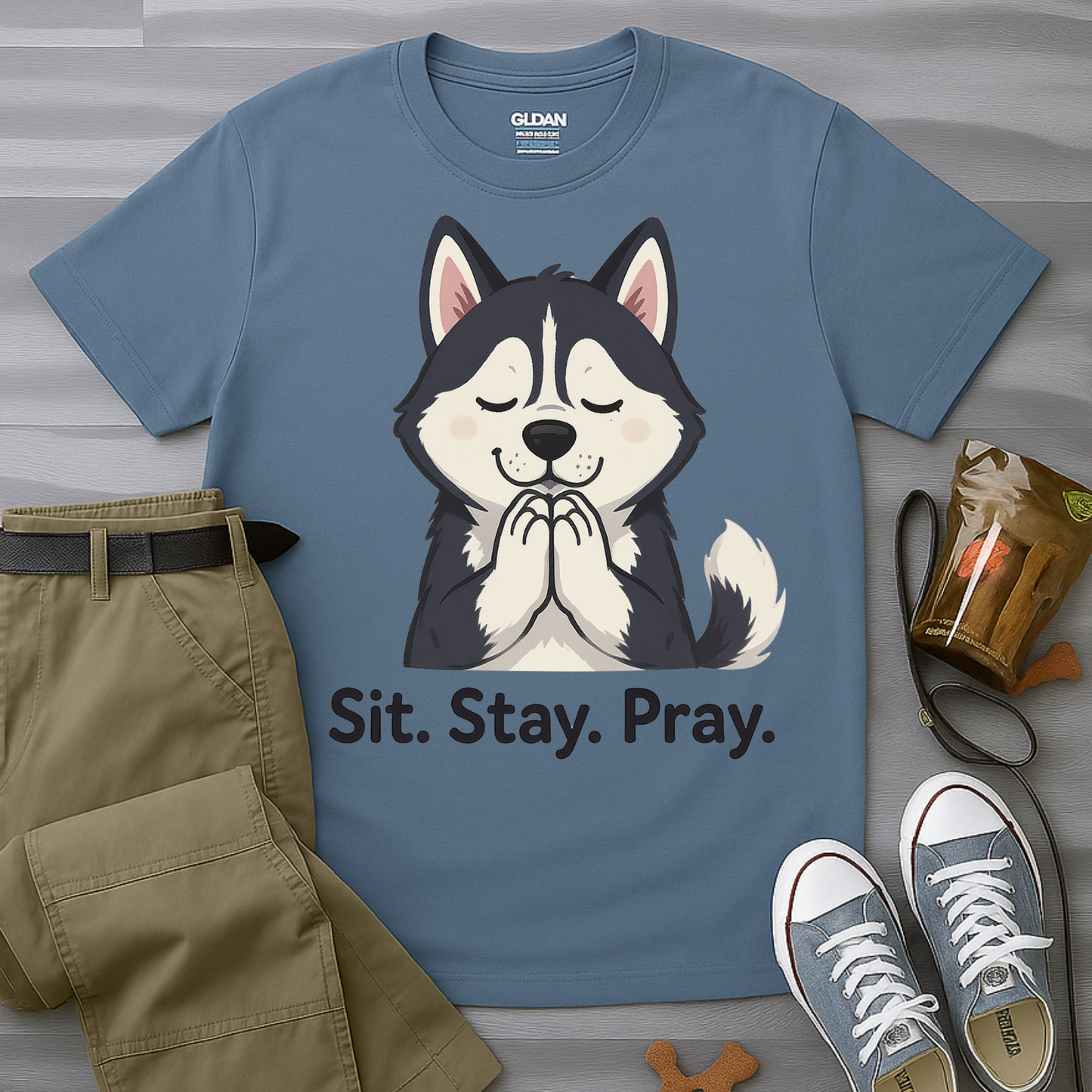 Sit Stay Pray Husky T-Shirt