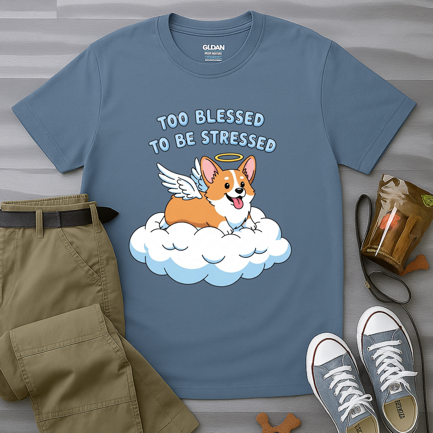 Too Blessed to Be Stressed Corgi T-Shirt