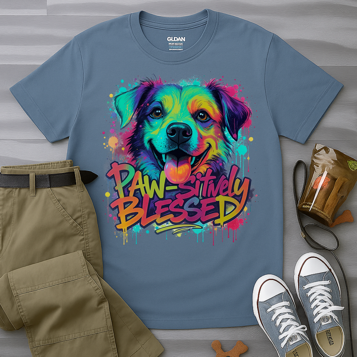 Paw-sitively Blessed Paint Dog T-Shirt