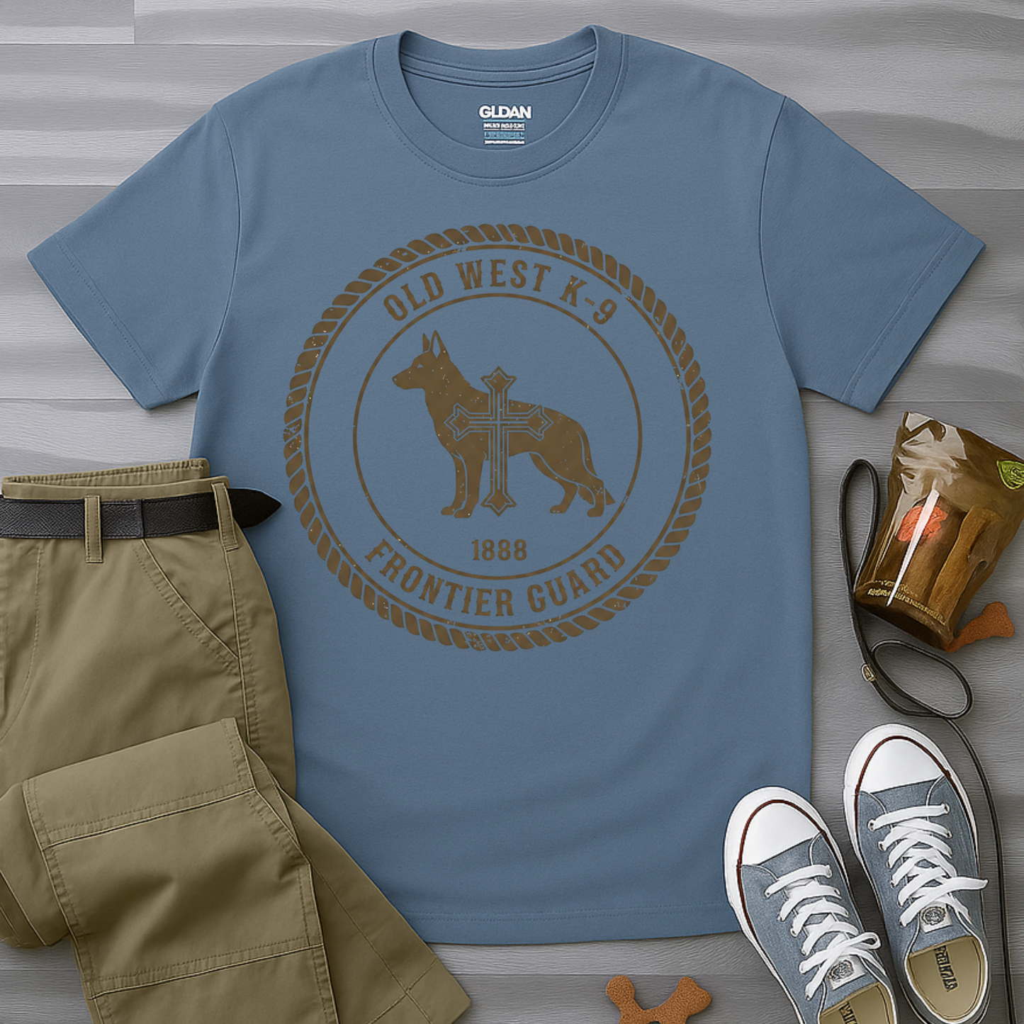 Western German Shepherd Cross – Rustic Vintage Dog T-Shirt