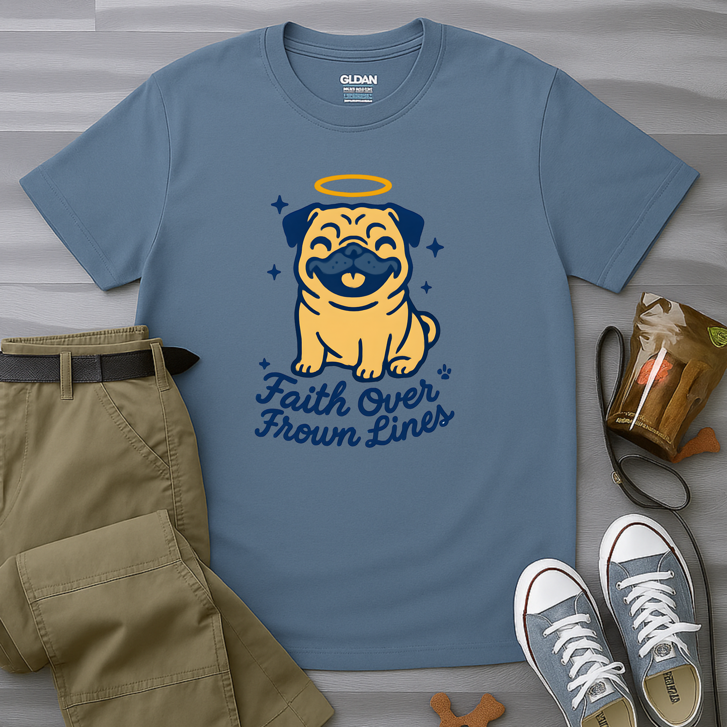 Faith Over Frown Lines Pug T-Shirt