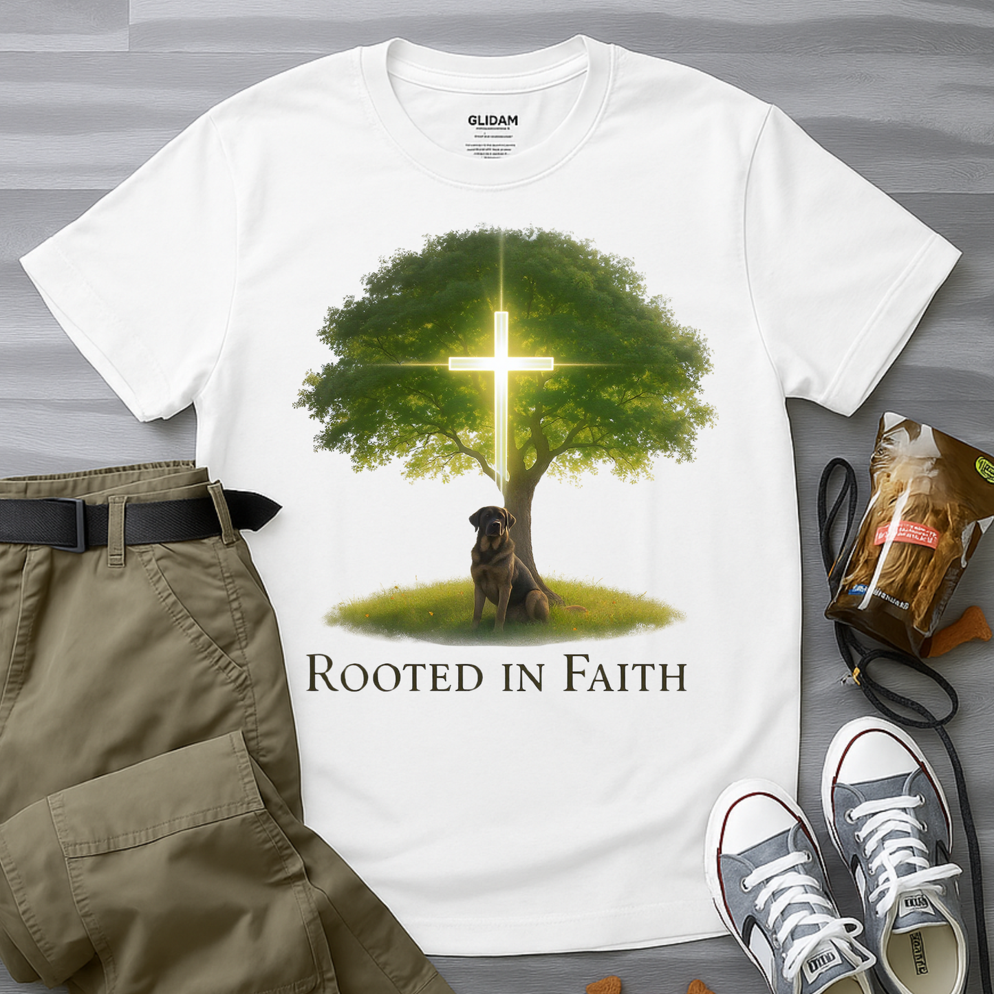 Rooted in Faith Tree Pup T-Shirt