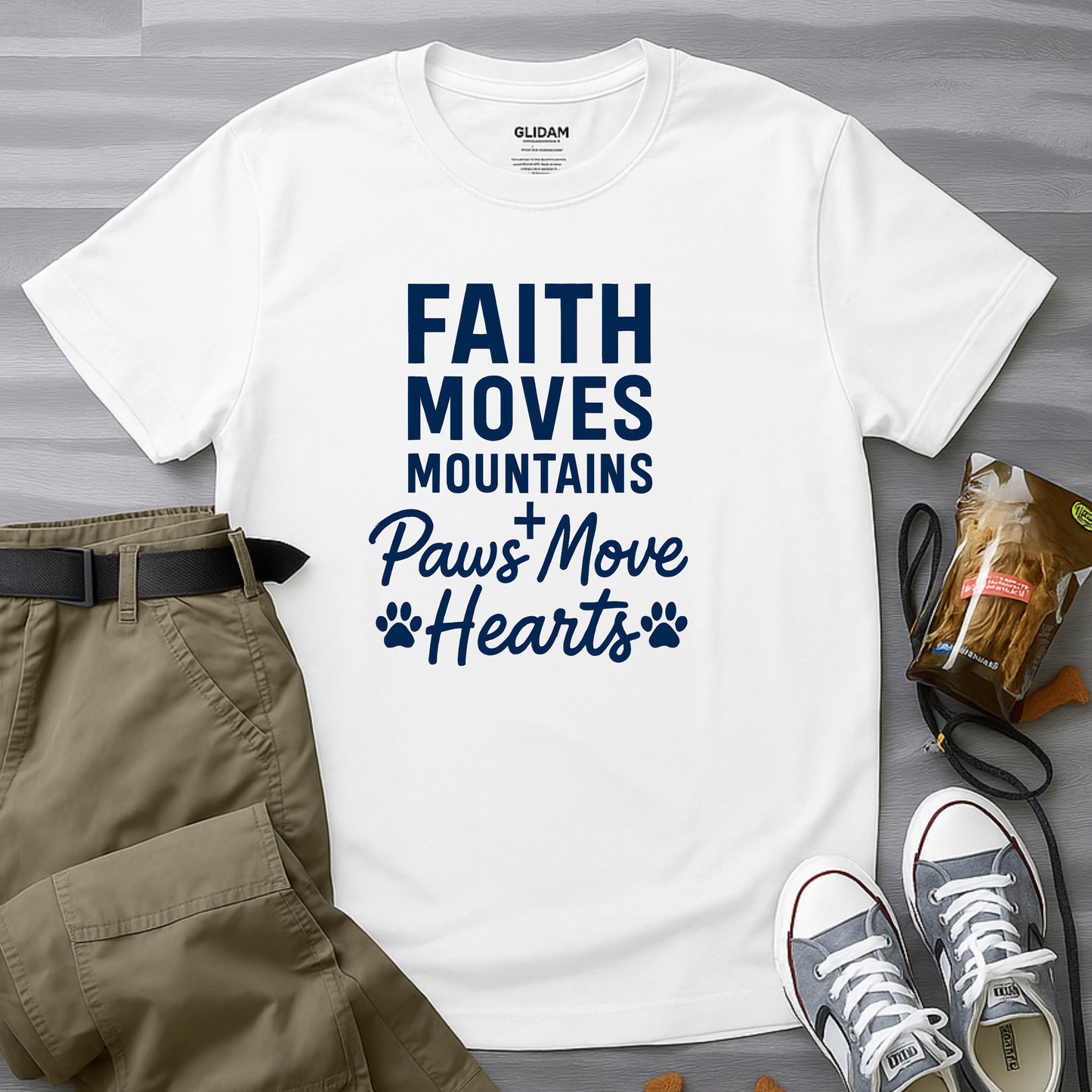 Faith Moves Mountains And Paws Moves Hearts T-Shirt
