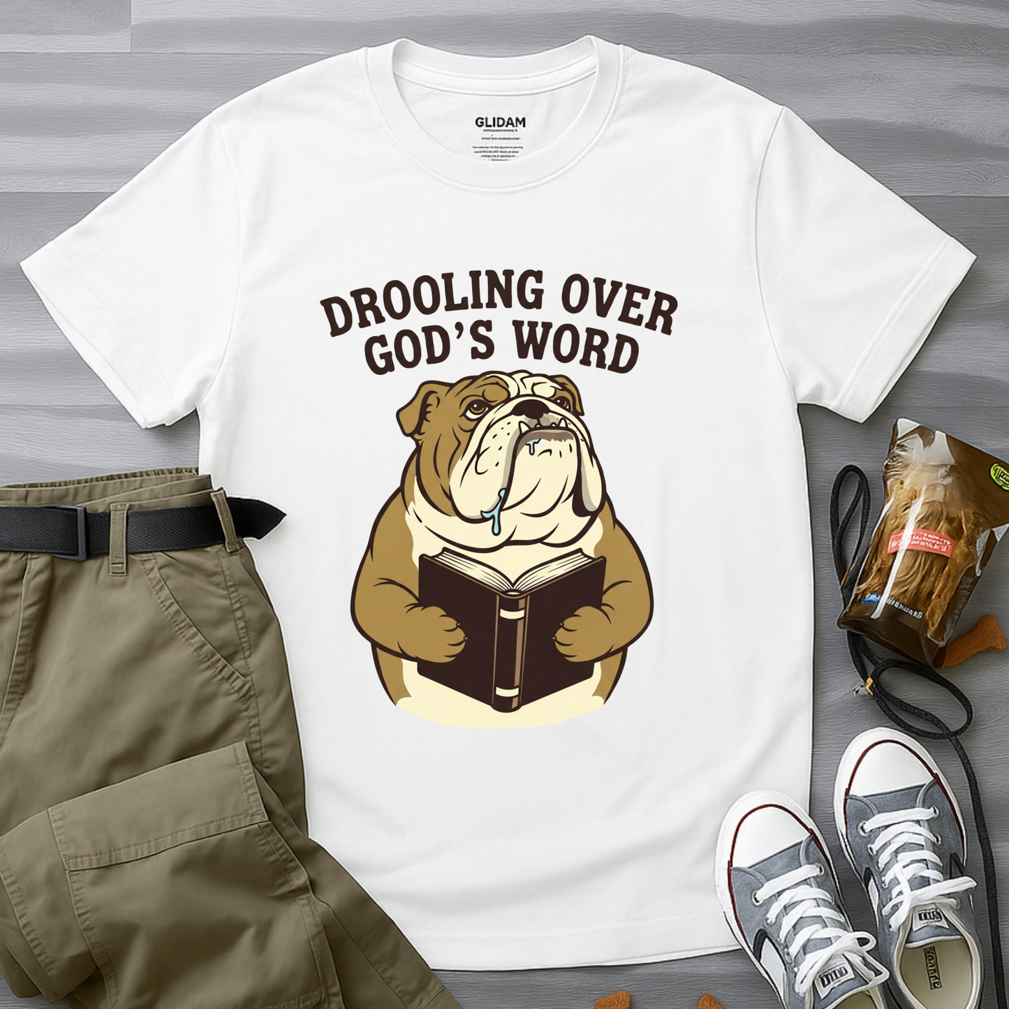 Drooling Over God’s Word Bulldog  T-Shirt