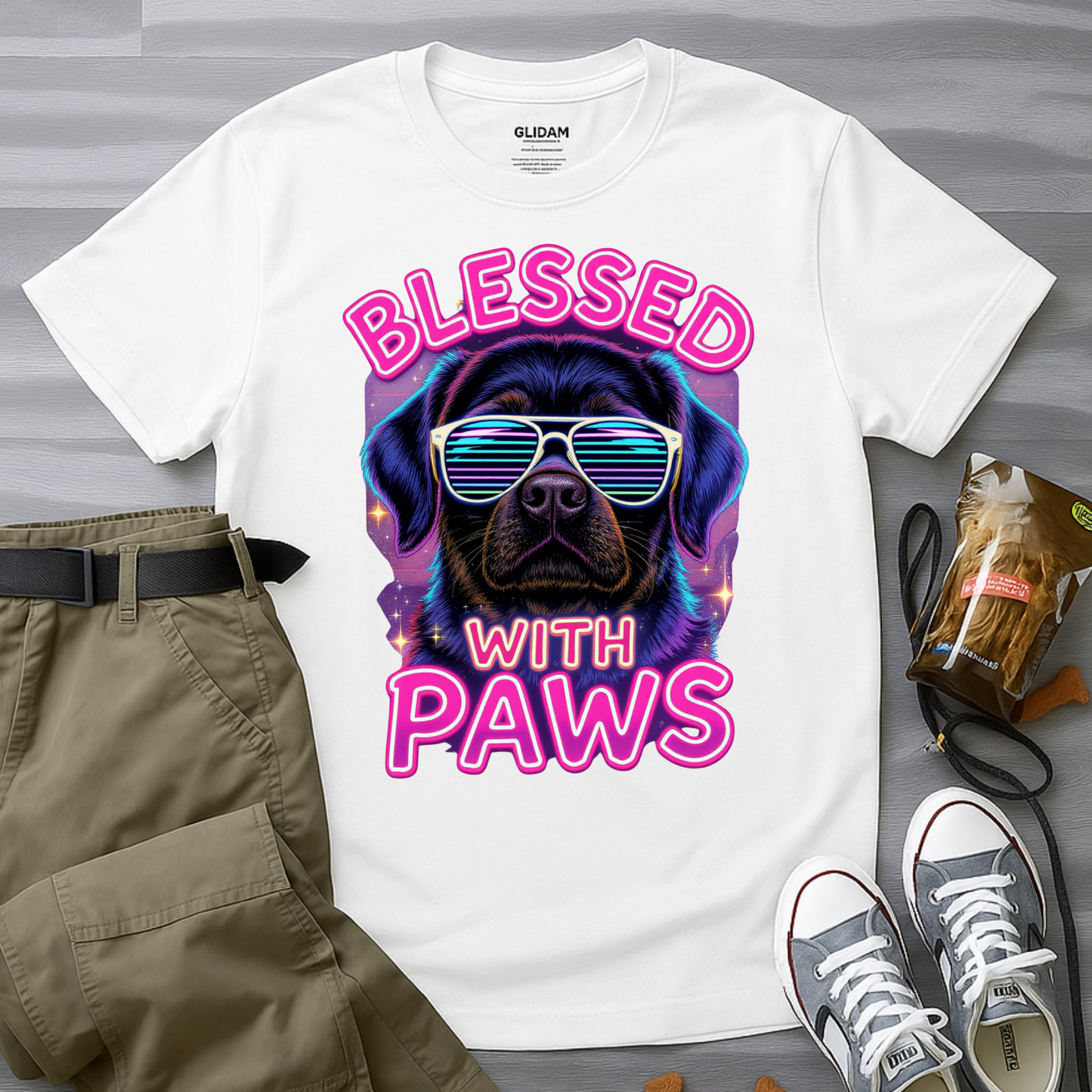 Blessed With Paws Neon T-Shirt