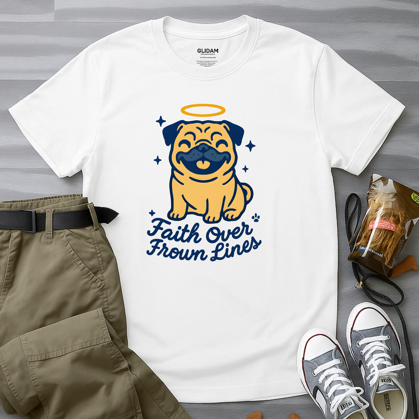 Faith Over Frown Lines Pug T-Shirt